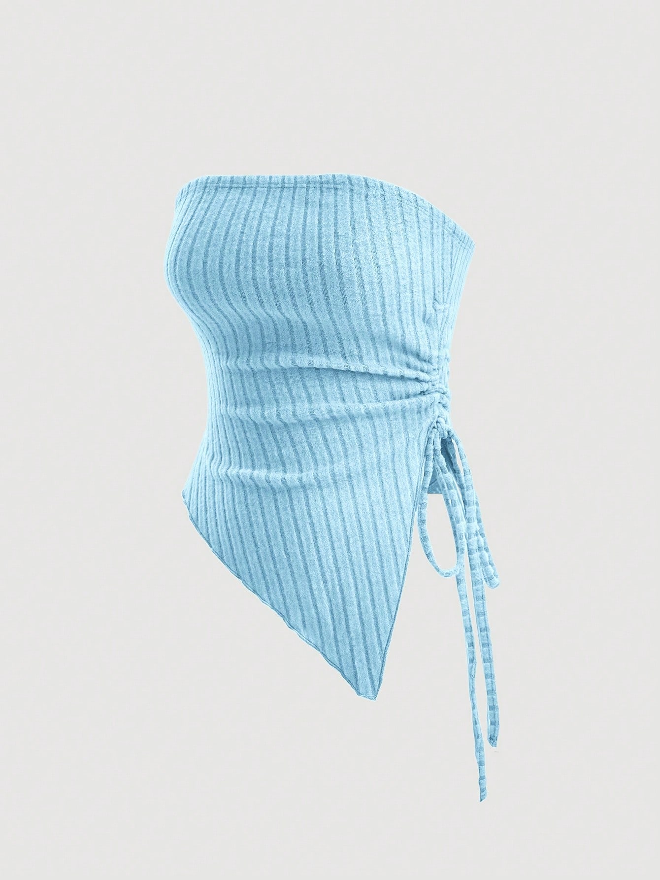 SHEIN MOD Top Asimétrico Sin Tirantes unicolor Para Mujeres Con Detalle De Cordón En El Lado