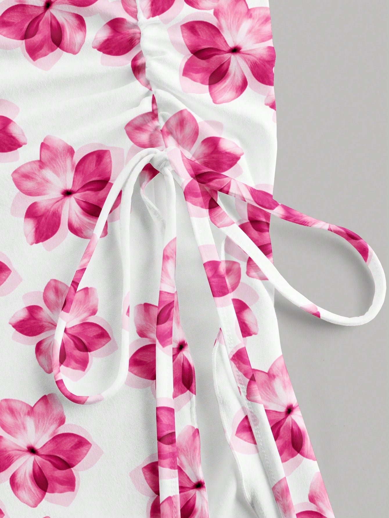 SHEIN MOD Top bandeau con estampado floral minimalista y bajo asimétrico para mujer