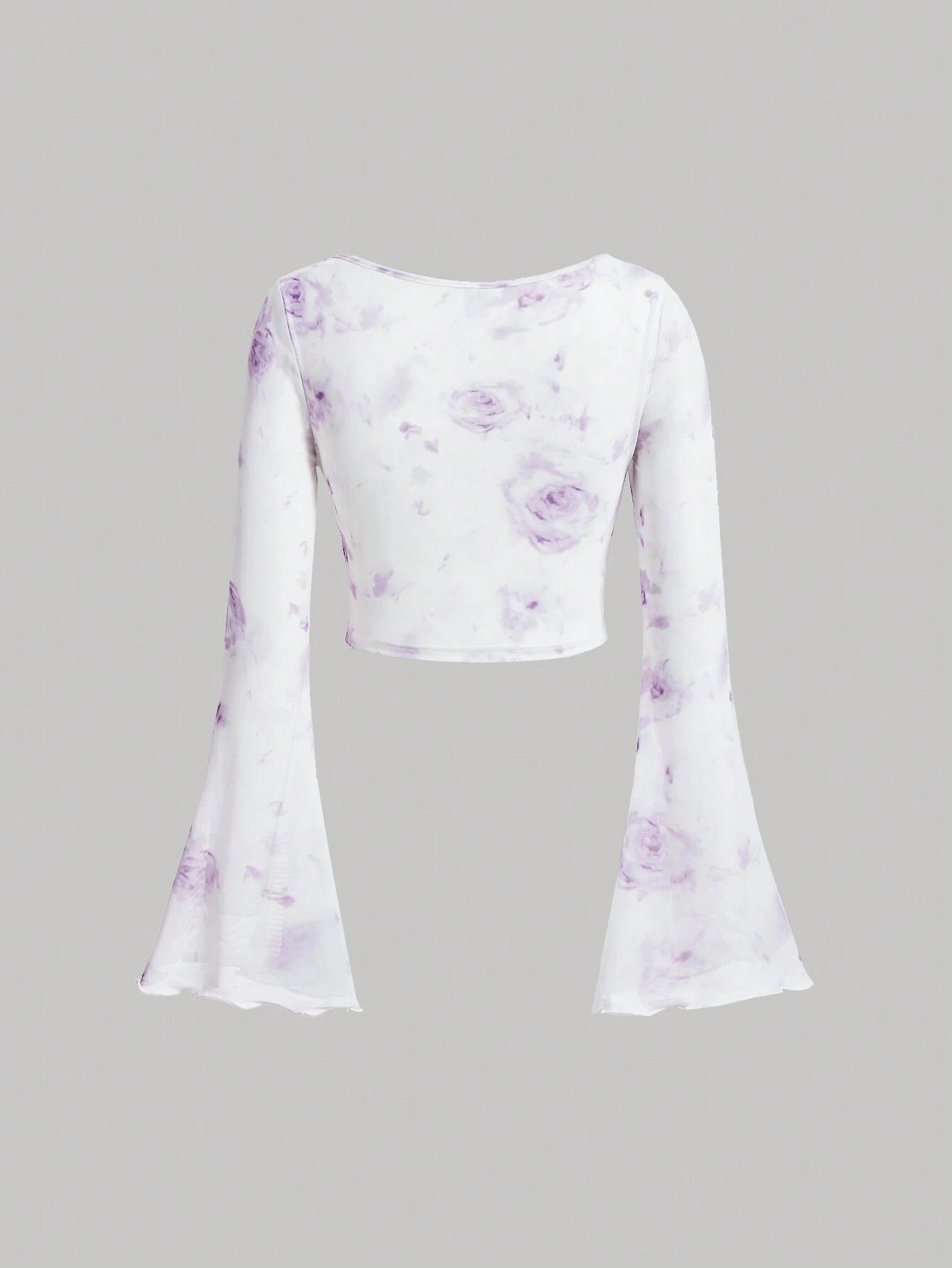 SHEIN MOD Top corto con manga acampanada y lazo delantero con estampado floral