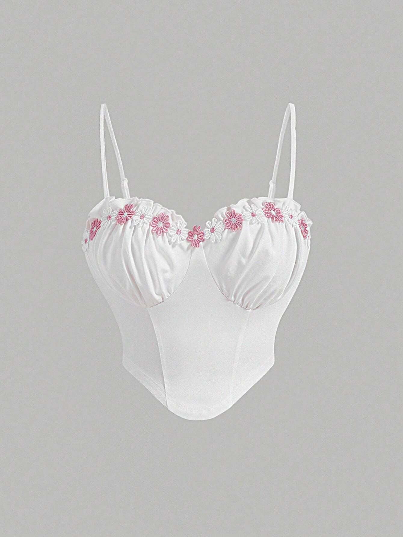 SHEIN MOD Top de tirantes bustier aplique fruncido