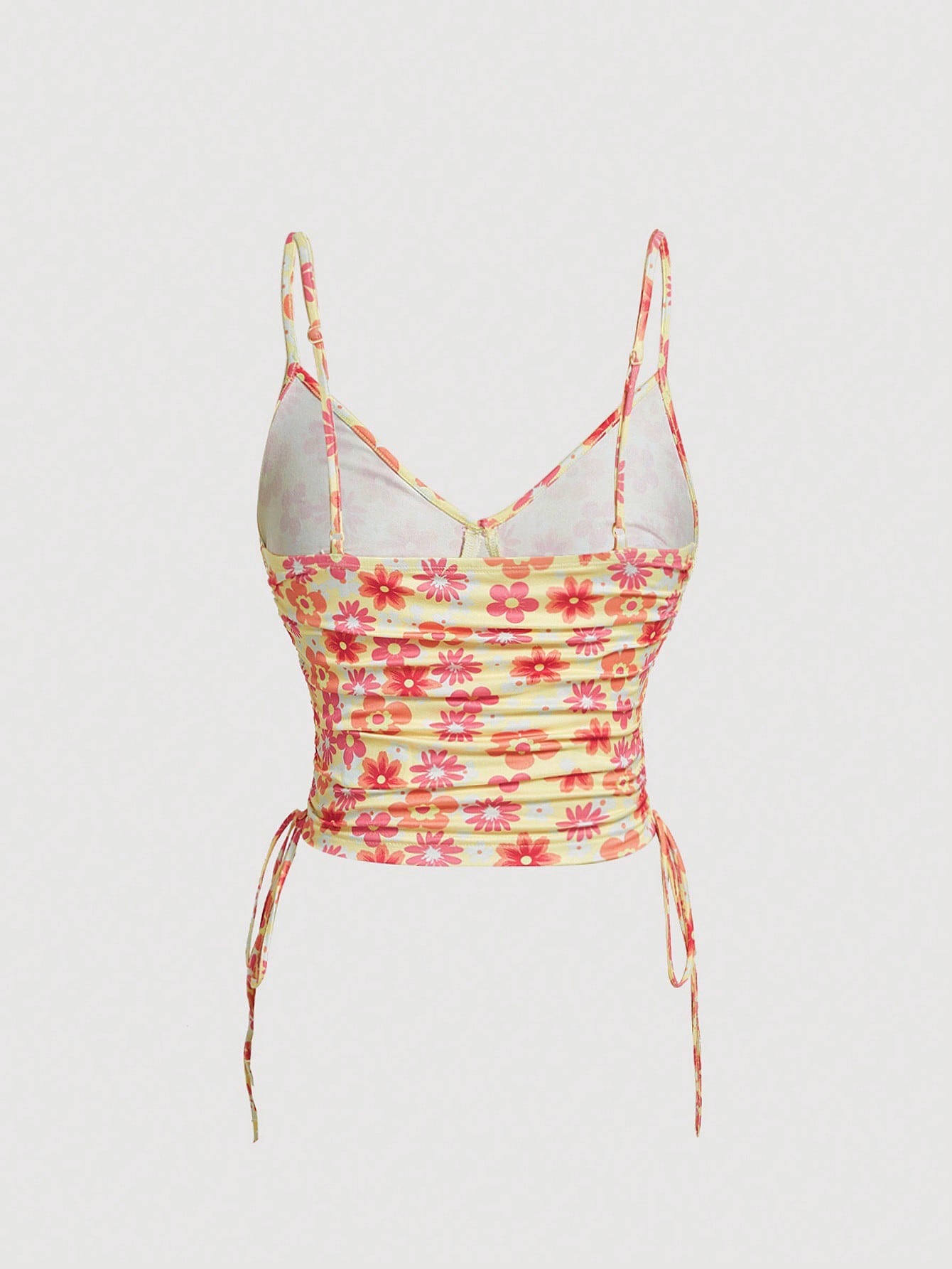 SHEIN MOD Top de tirantes con estampado floral con cordón lateral