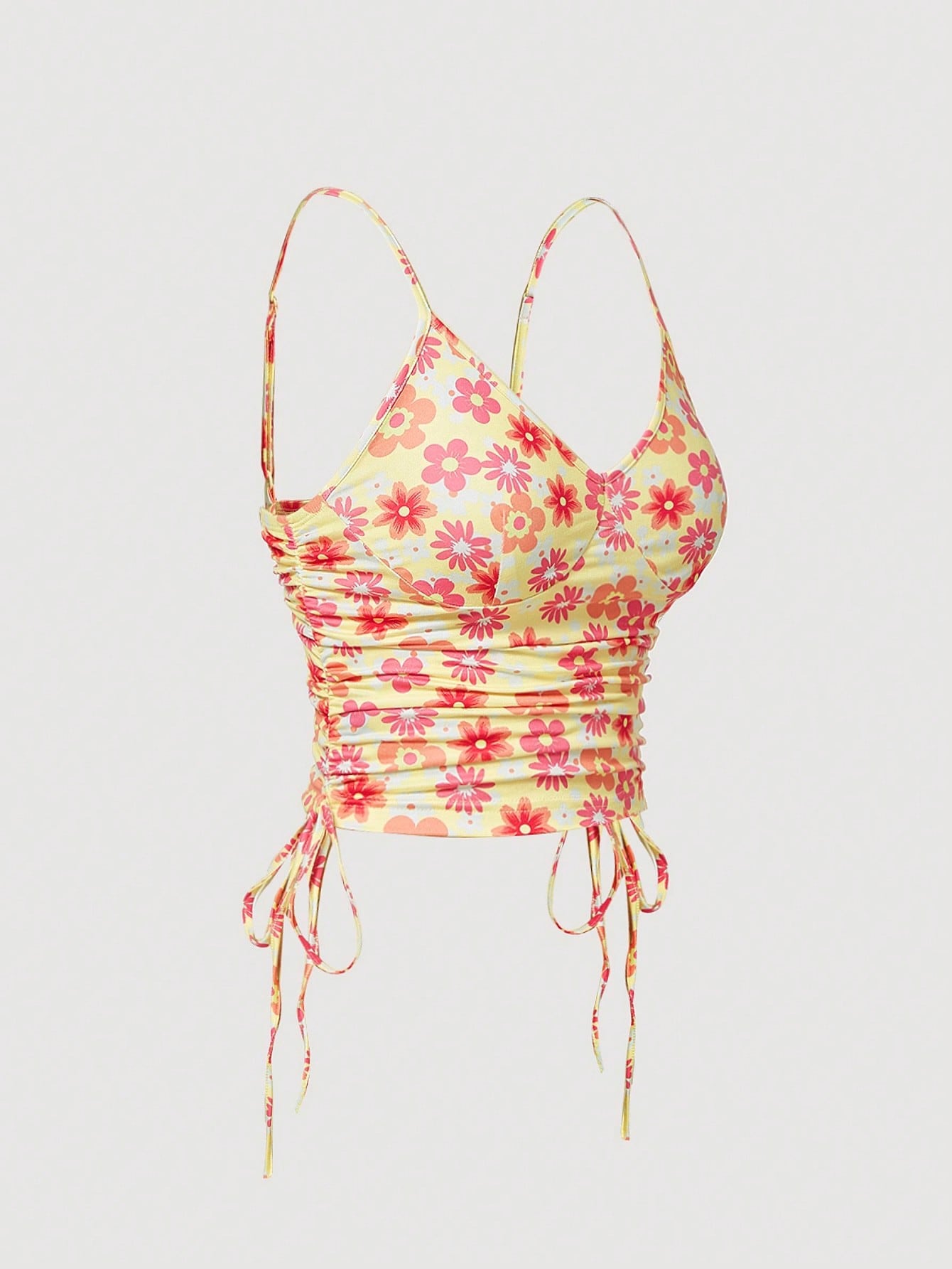 SHEIN MOD Top de tirantes con estampado floral con cordón lateral