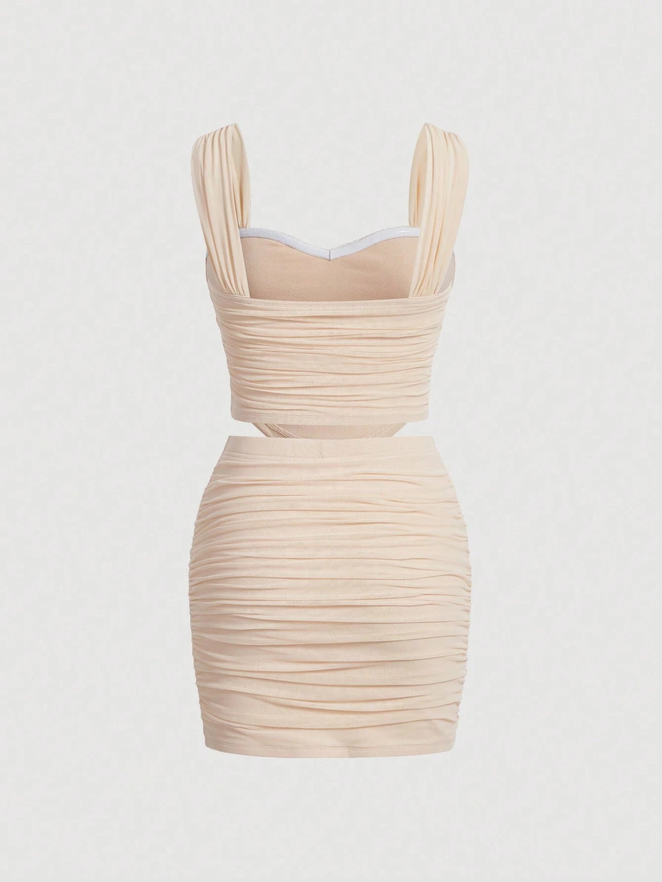 SHEIN MOD Top de tirantes unicolor fruncido & Falda ajustada