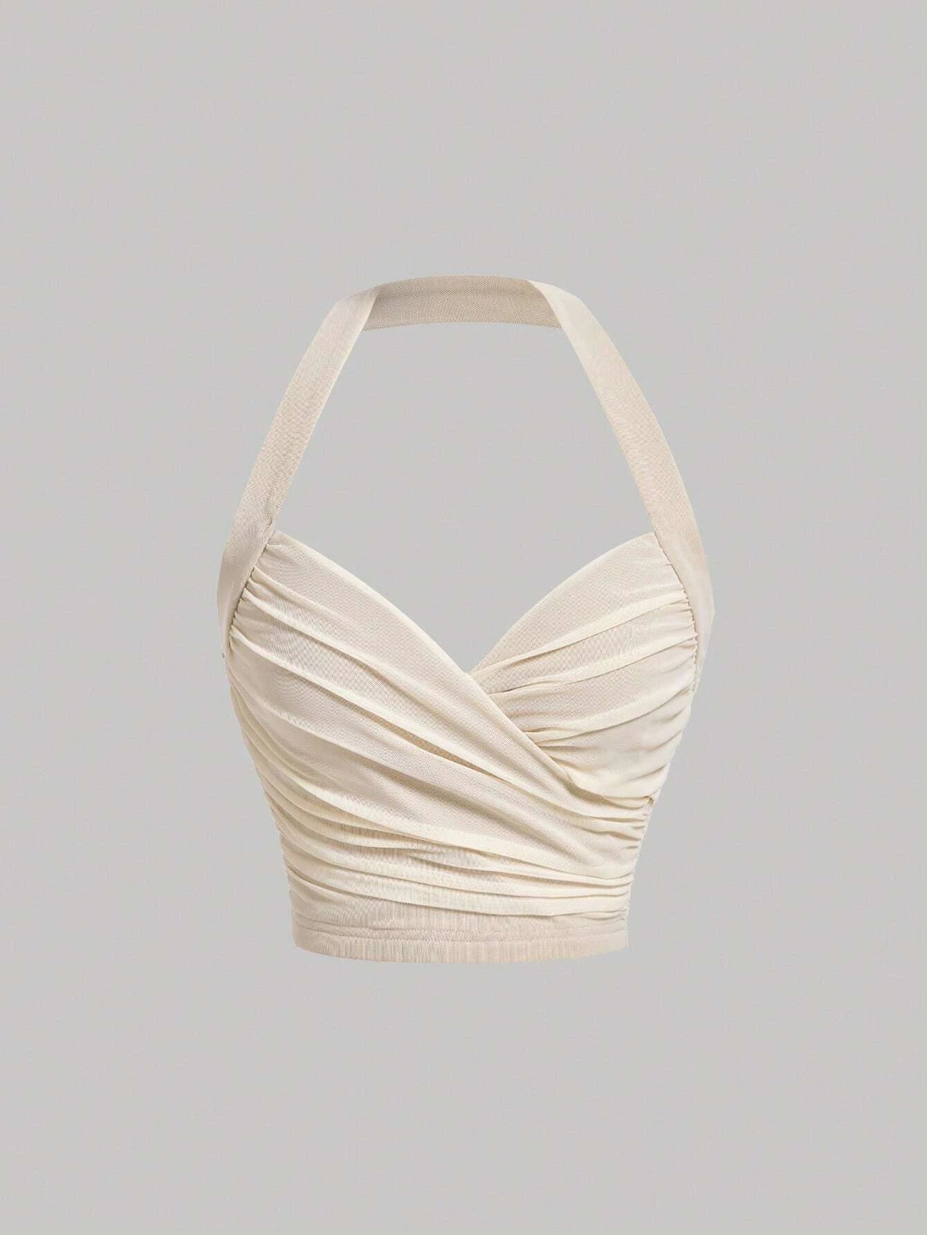 SHEIN MOD Top halter unicolor fruncido