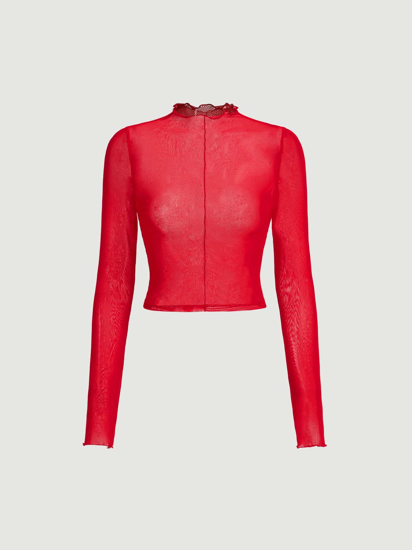 SHEIN MOD Top ribete en forma de lechuga de malla