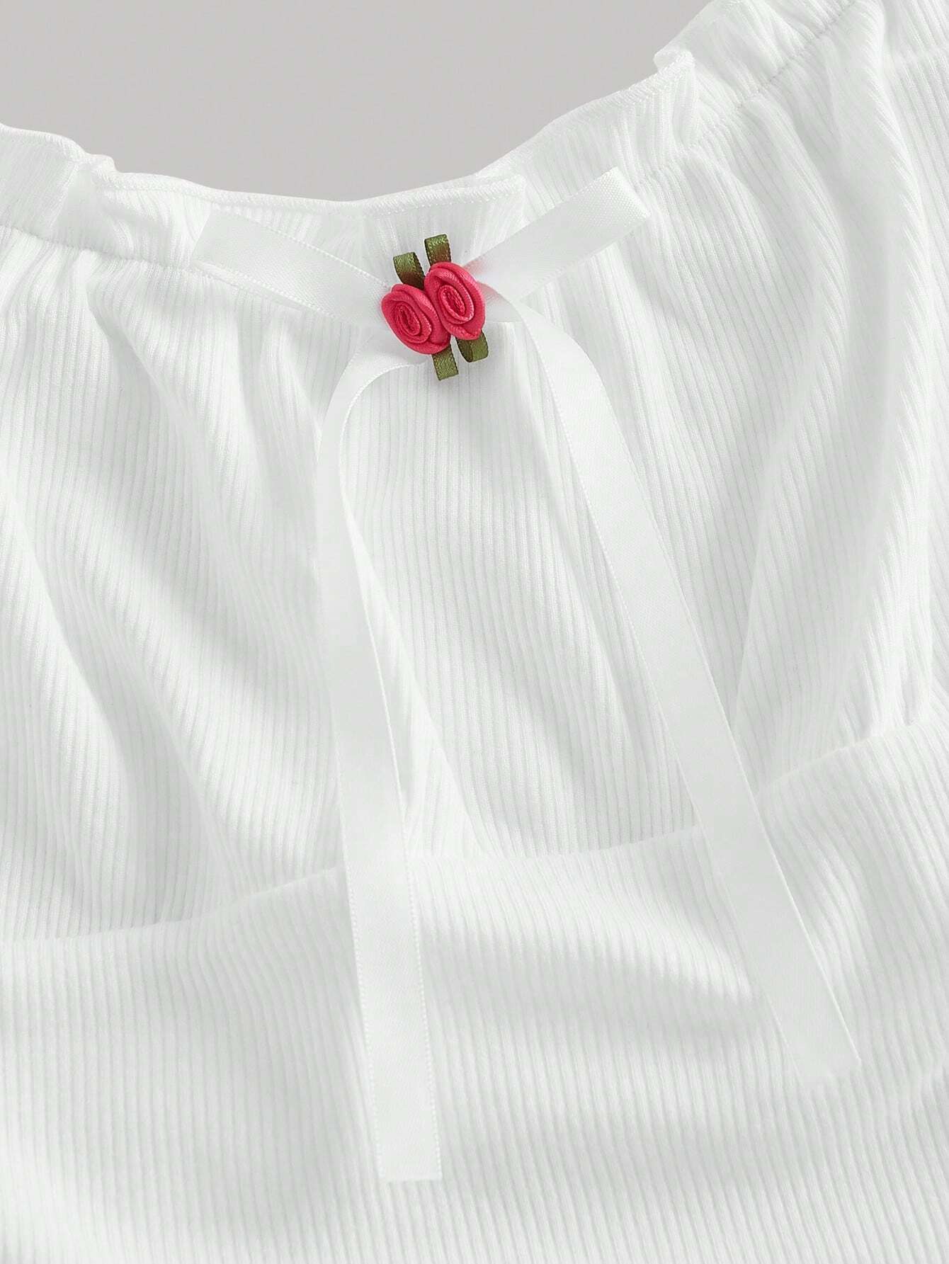 SHEIN MOD Top ribete fruncido con lazo delantero ancho tirantes
