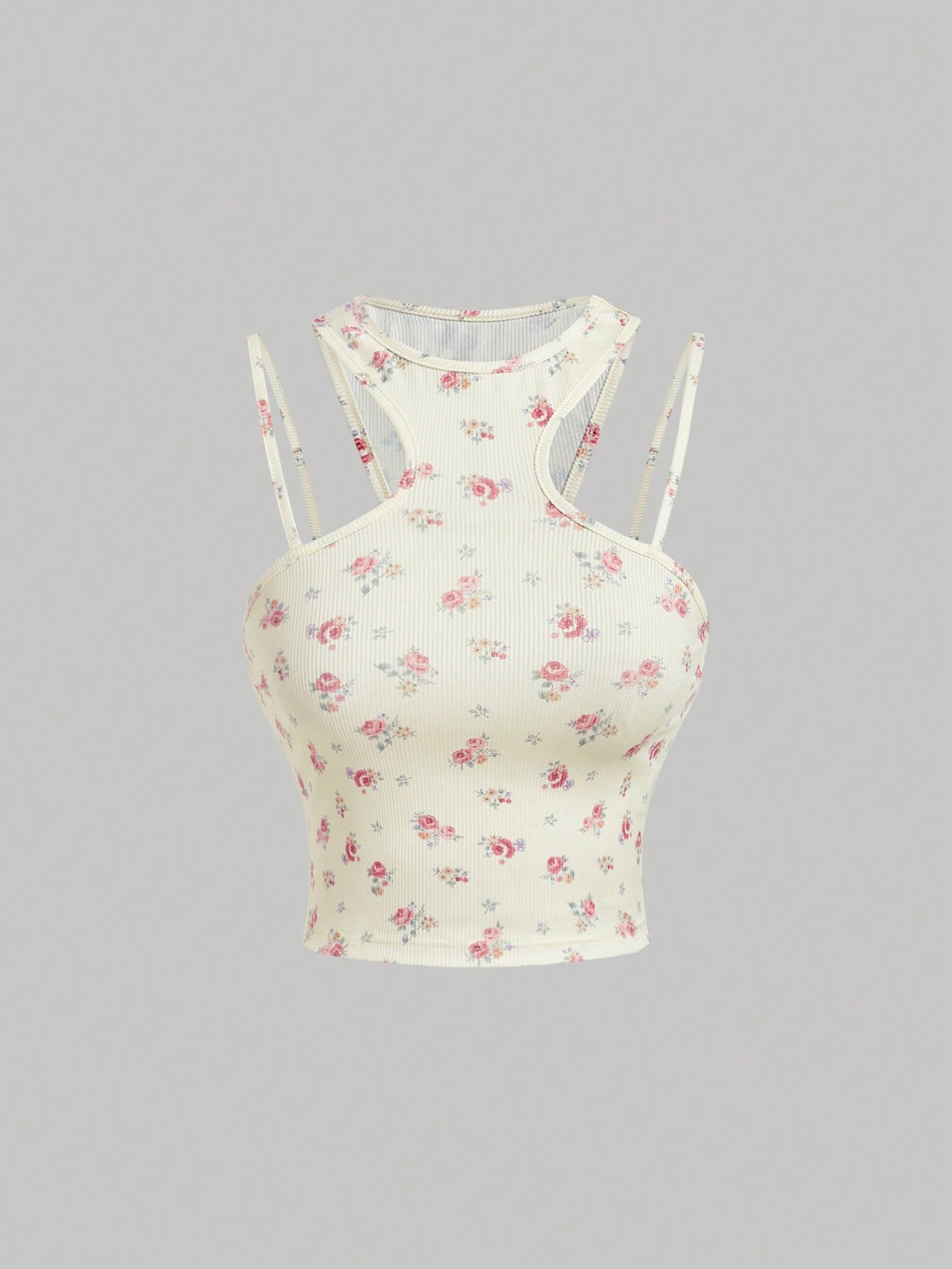 SHEIN MOD Verano top sin mangas con diseño floral lindo con hombros descubiertos, top atractivo para salir