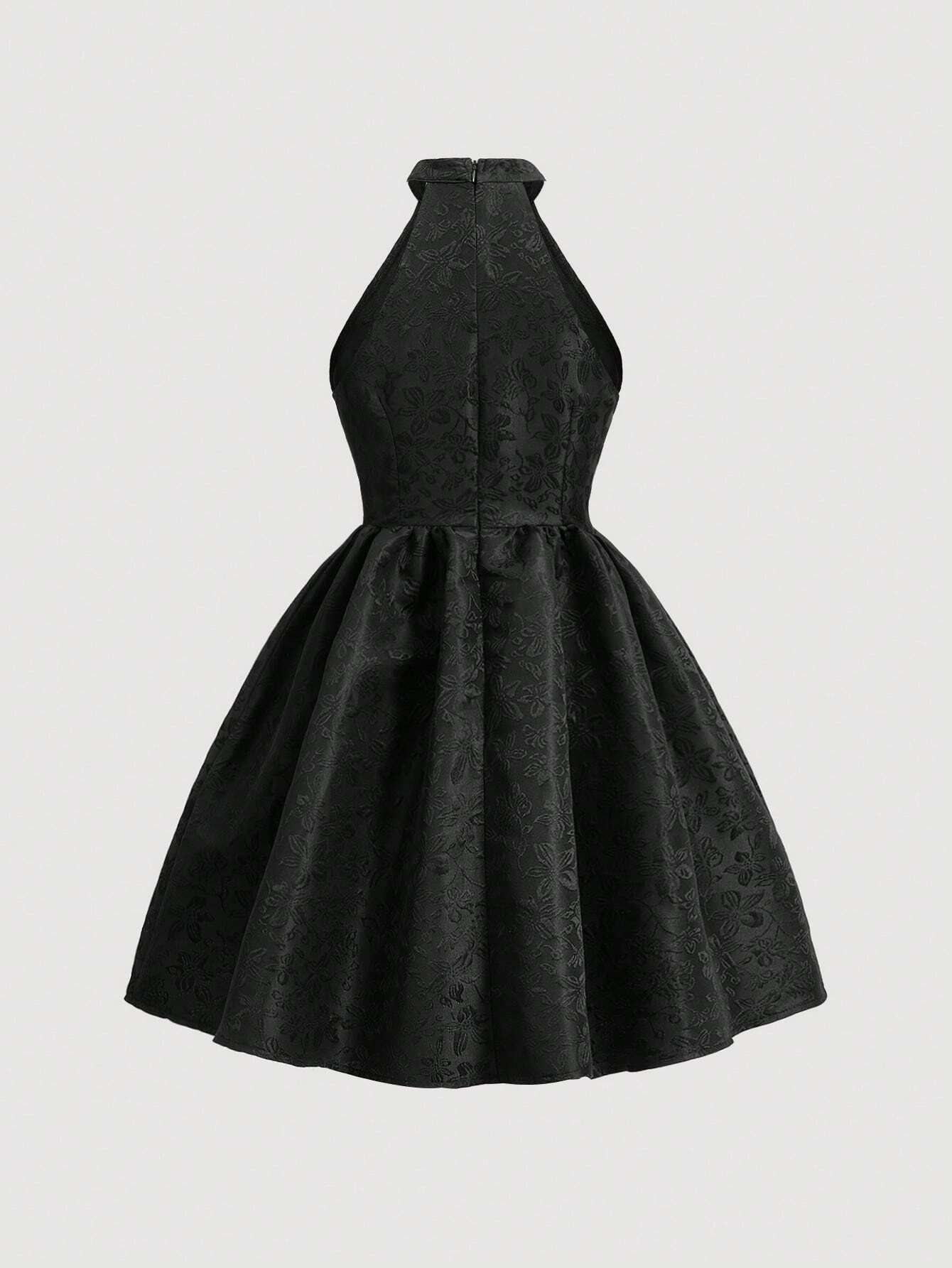SHEIN MOD Vestido Con Cuello Halter En Jacquard Y Adornos De Lazo