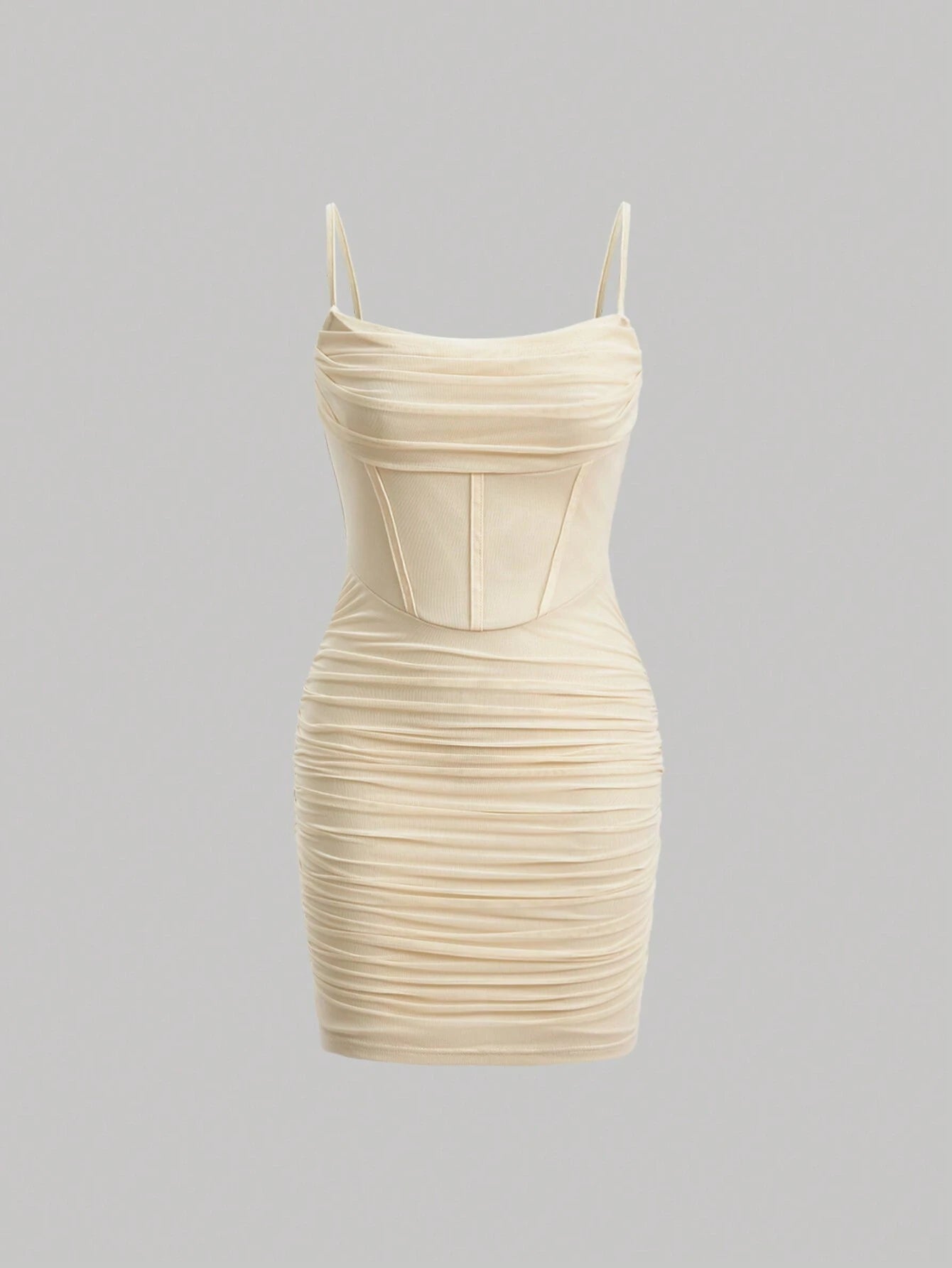 SHEIN MOD Vestido ajustado de tirantes unicolor fruncido