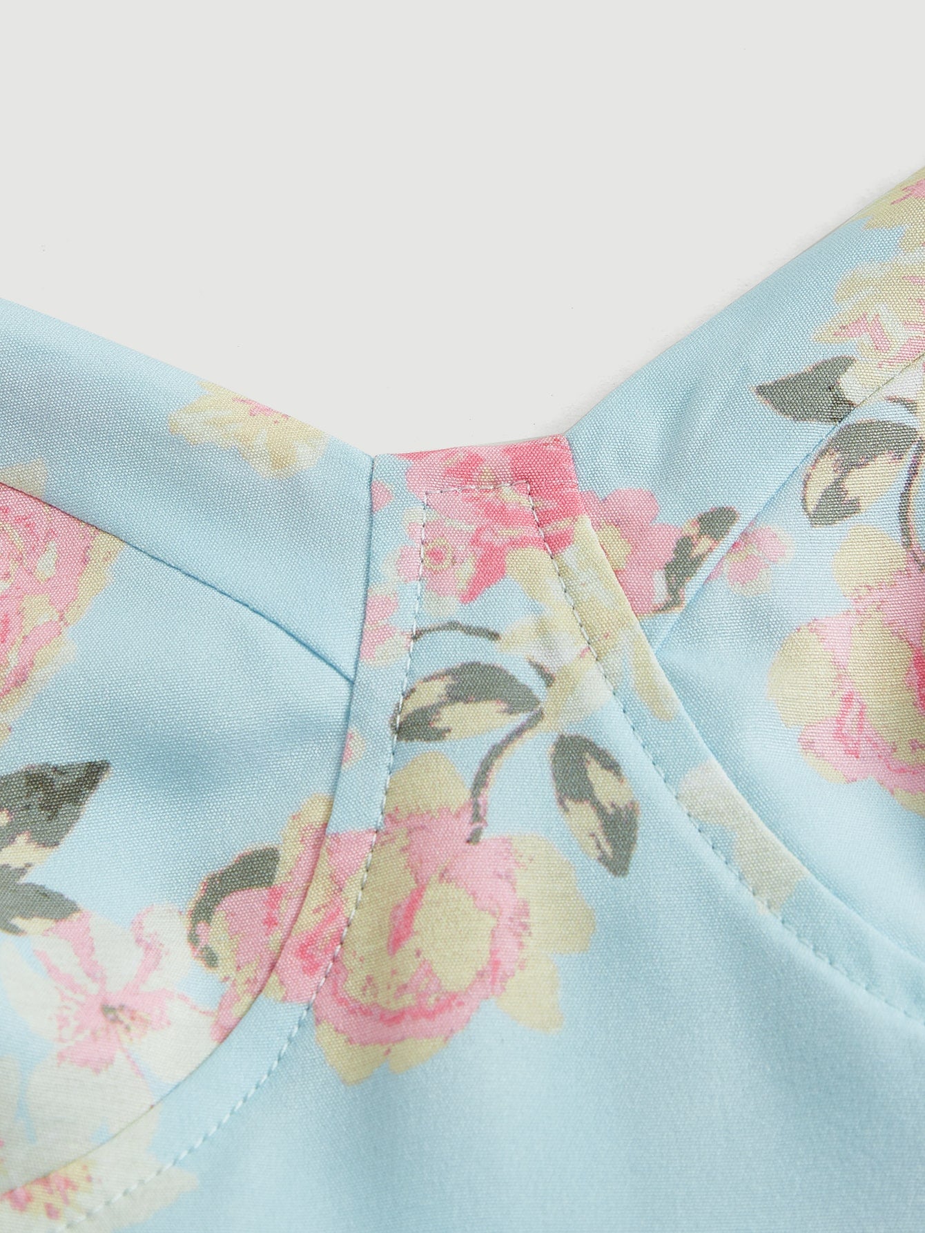 SHEIN MOD Vestido de tirantes con estampado floral bajo con fruncido