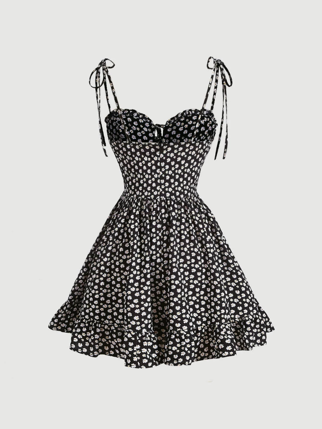 SHEIN MOD Vestido de tirantes con estampado floral de hombros con cordón
