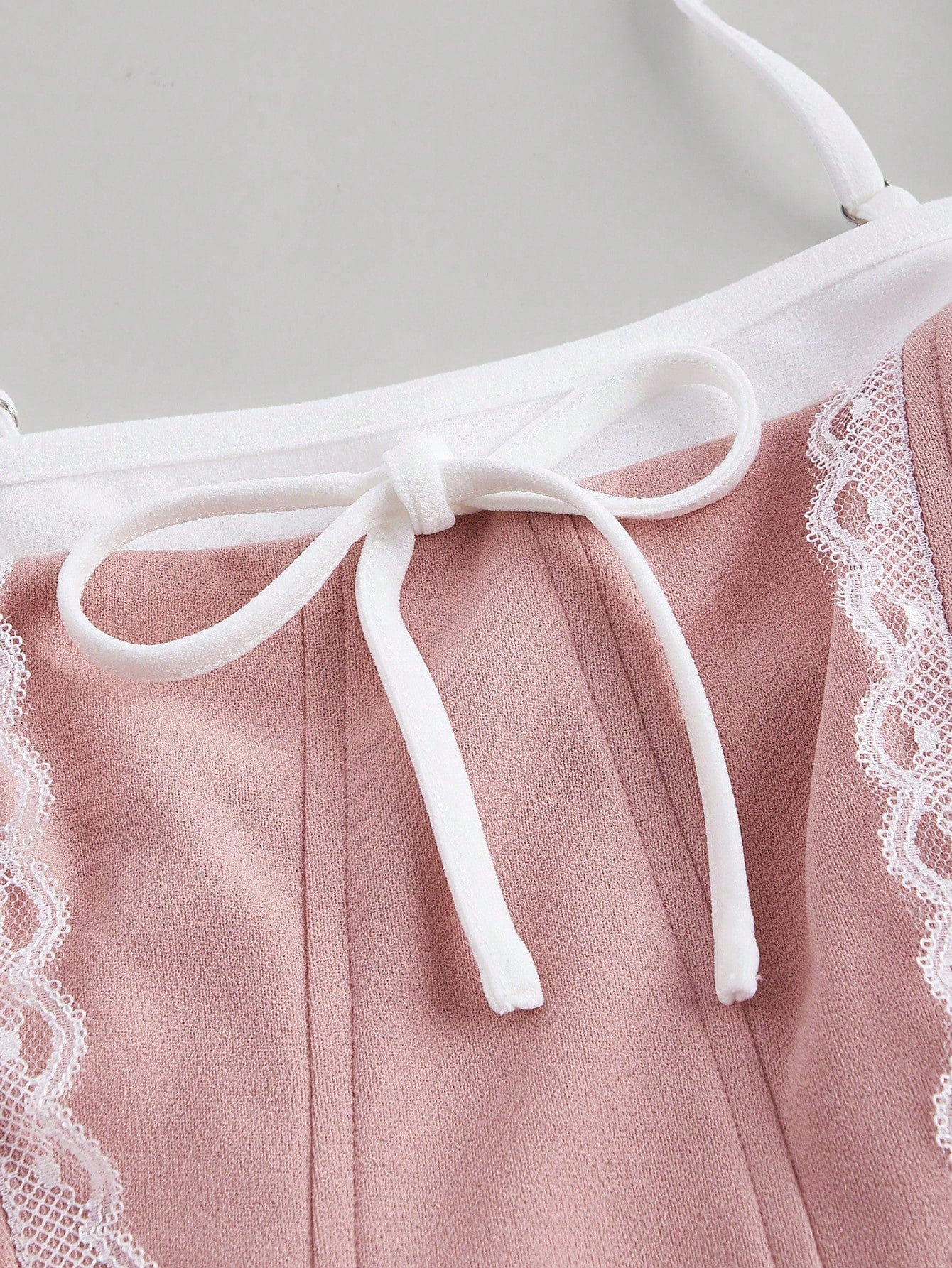 SHEIN MOD Vestido de tirantes con nudos de lazo suave de encaje y dobladillo con ribete de volantes para el verano