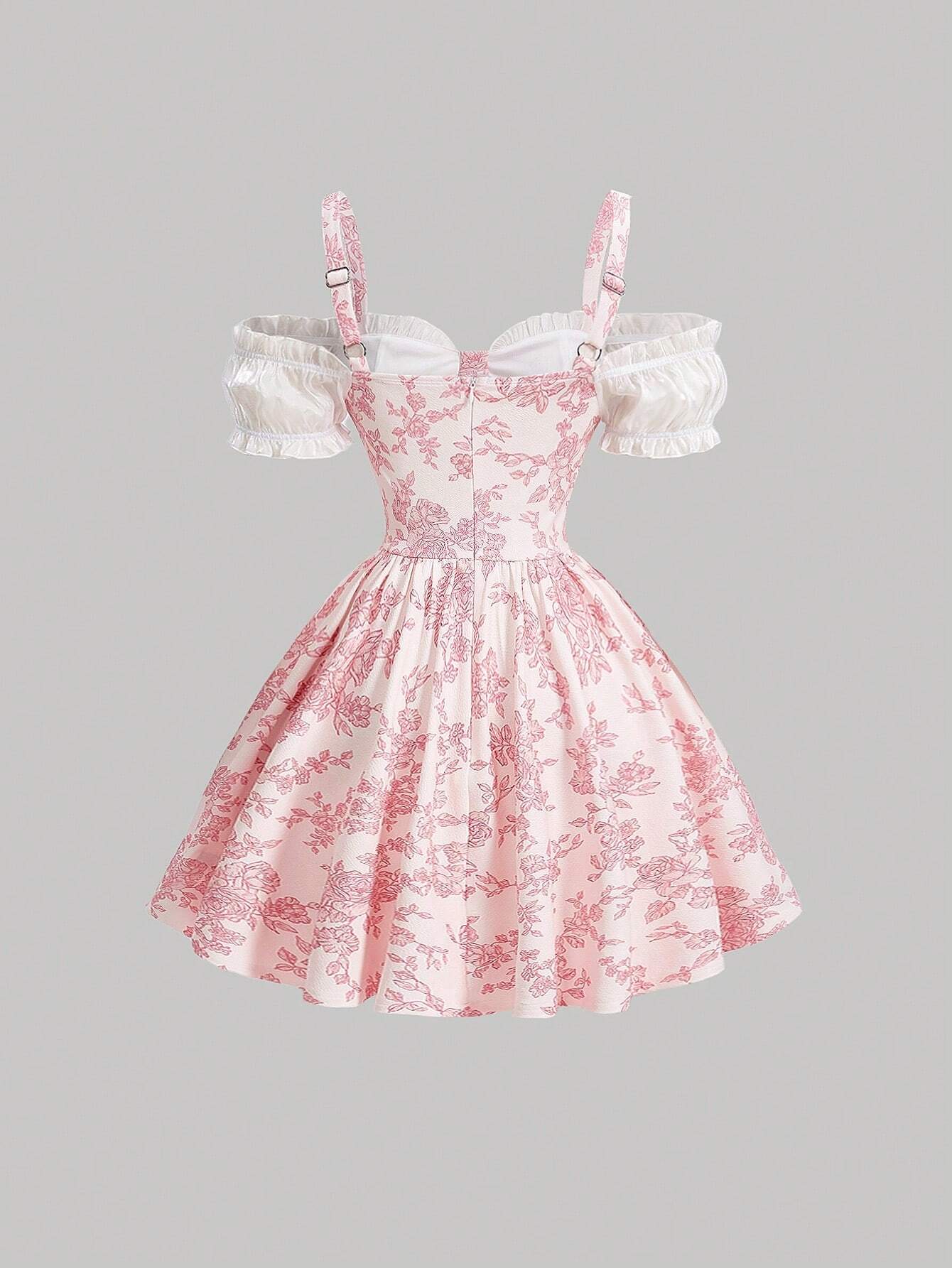 SHEIN MOD Vestido de tirantes espagueti de hombro abierto para mujer con estampado floral