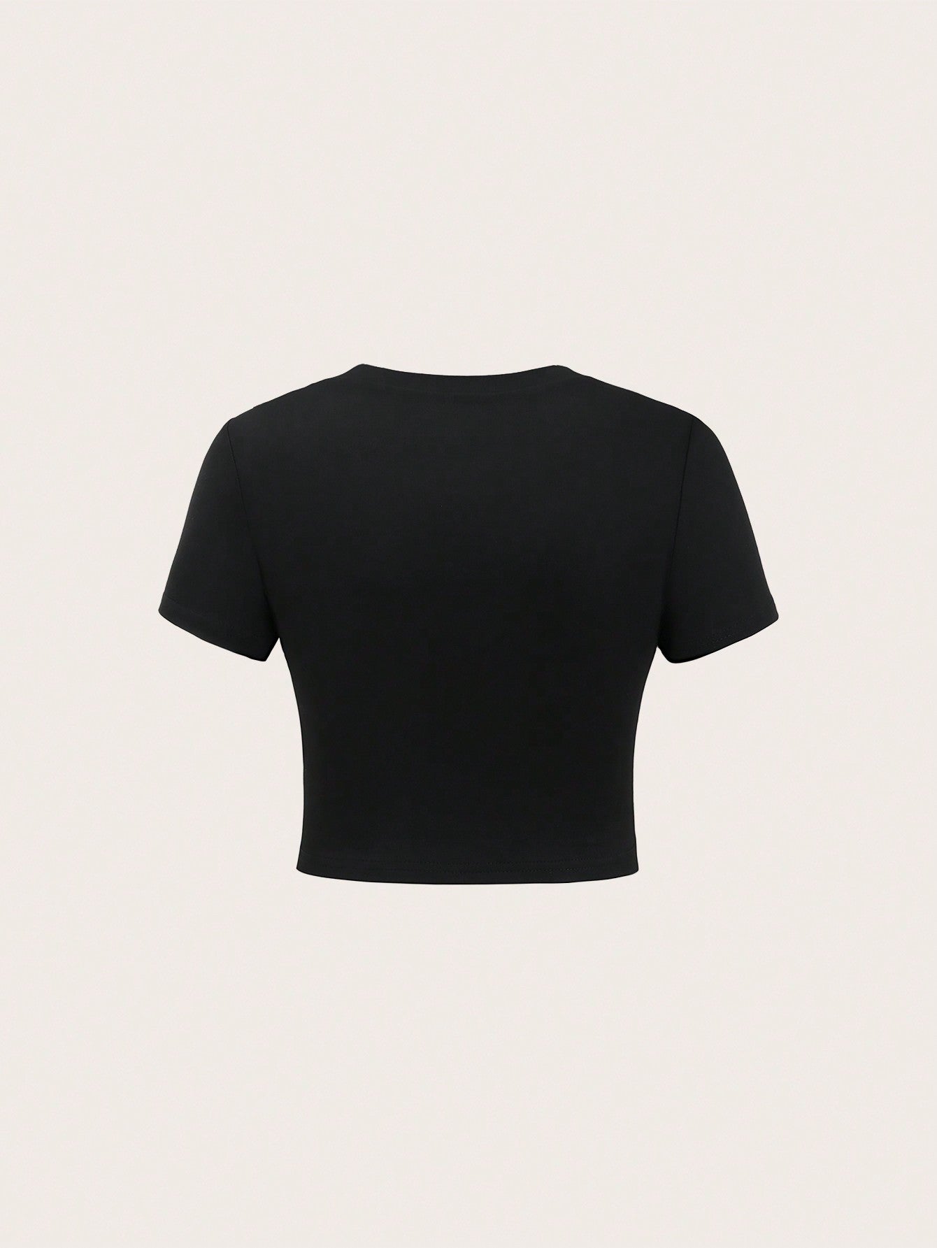 SHEIN MOOSTA Camiseta ajustada de manga corta con cuello redondo y estampado de dibujos animados para mujer, camiseta gráfica de verano