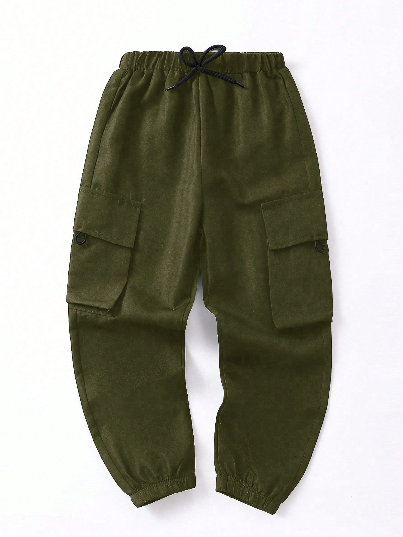 SHEIN Pantalón cargo de ajuste holgado para niño pequeño, color negro