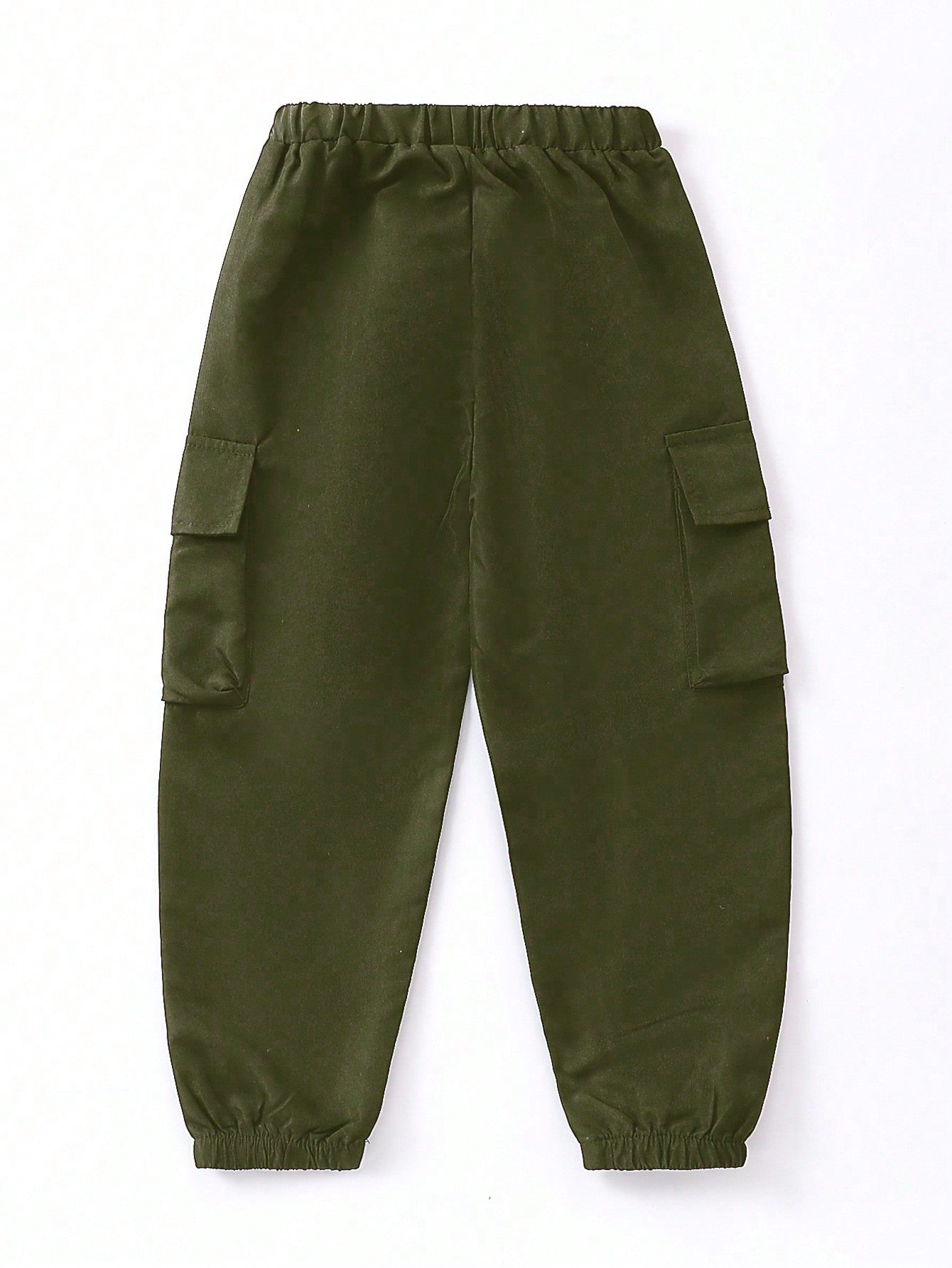 SHEIN Pantalón cargo de ajuste holgado para niño pequeño, color negro