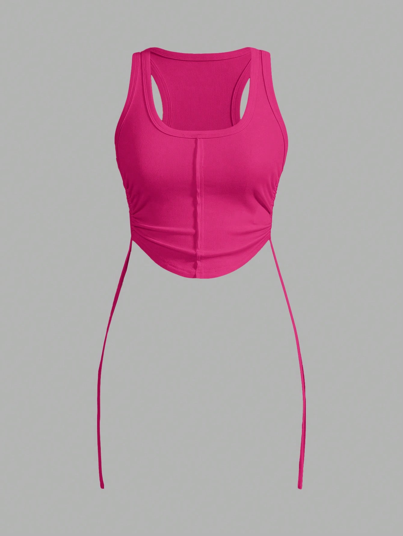SHEIN Slayr Top sencillo y sexy sin tirantes con abertura, cierre trasero con lazo, ajuste ceñido, longitud mini, tejido elástico de unicolor para mujeres - Z