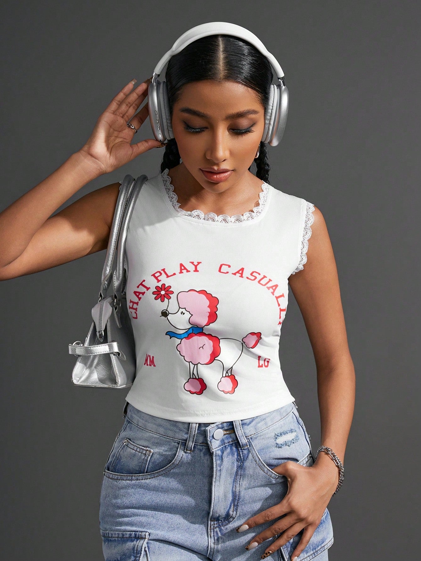 SHEIN Sport Gameset Camiseta sin mangas deportiva simple con impresiones para uso diario de mujeres