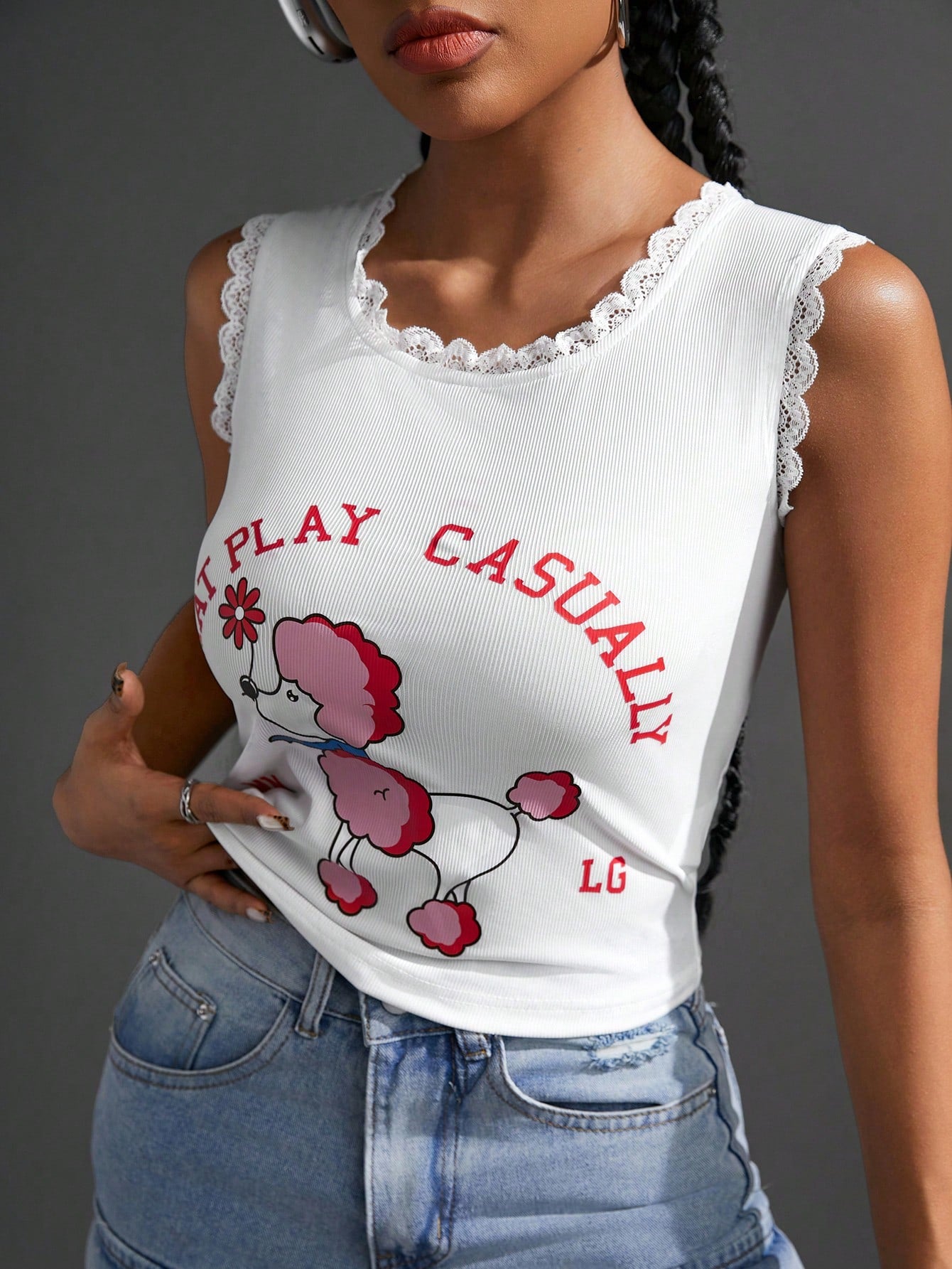 SHEIN Sport Gameset Camiseta sin mangas deportiva simple con impresiones para uso diario de mujeres