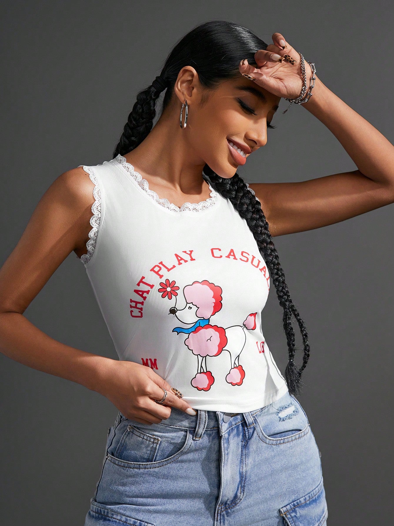 SHEIN Sport Gameset Camiseta sin mangas deportiva simple con impresiones para uso diario de mujeres