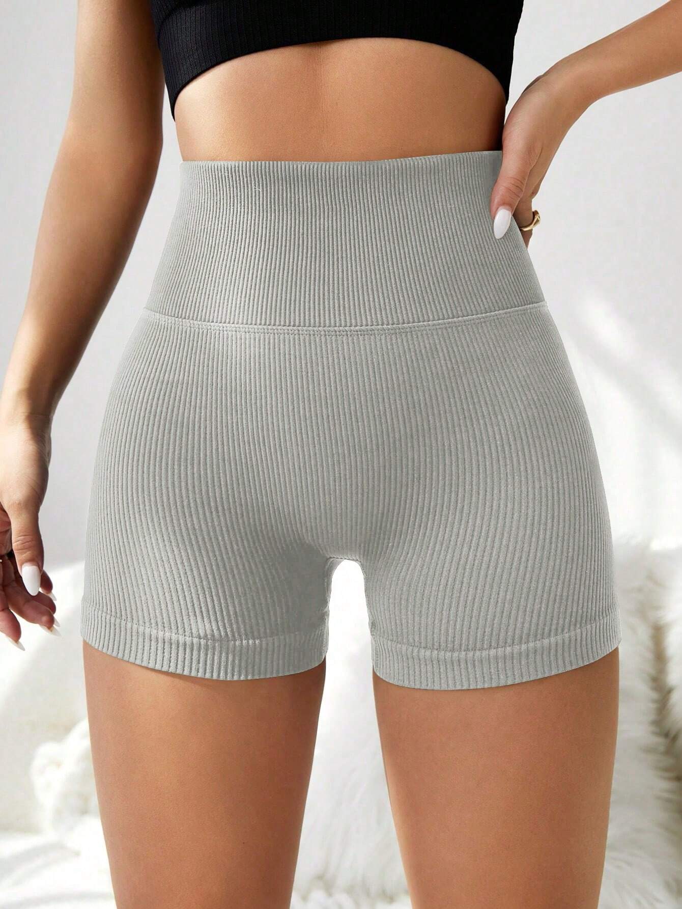 SHEIN Sport Seamluxe Shorts deportivos de verano para mujer de unicolor y ajuste apretado