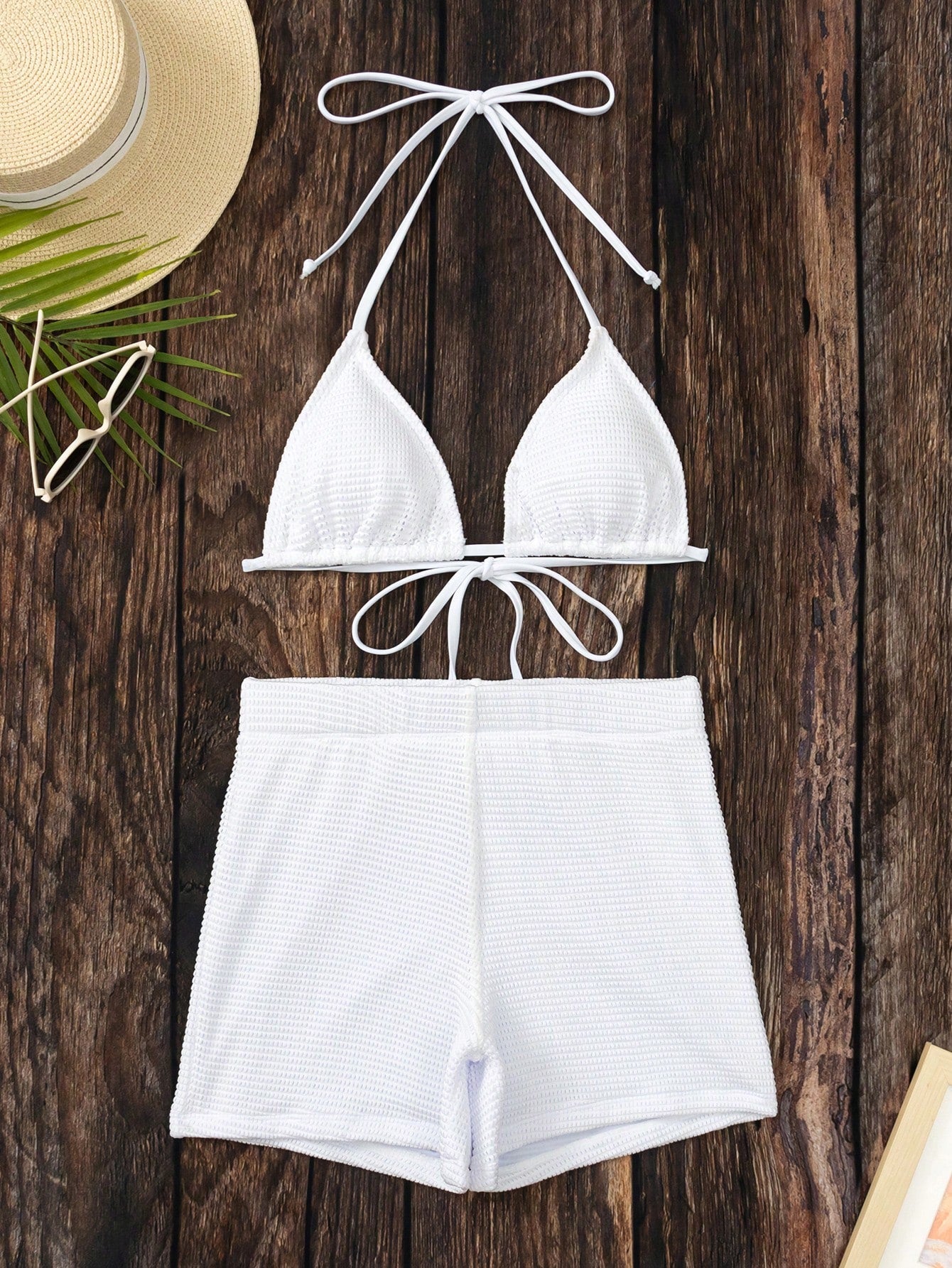 SHEIN Swim Bañador bikini triángulo halter liso