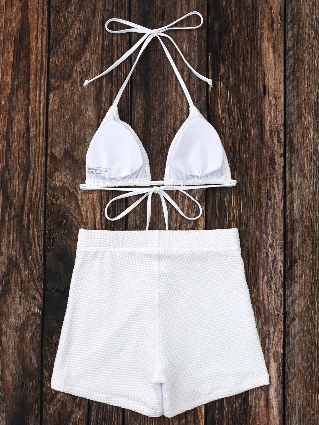SHEIN Swim Bañador bikini triángulo halter liso