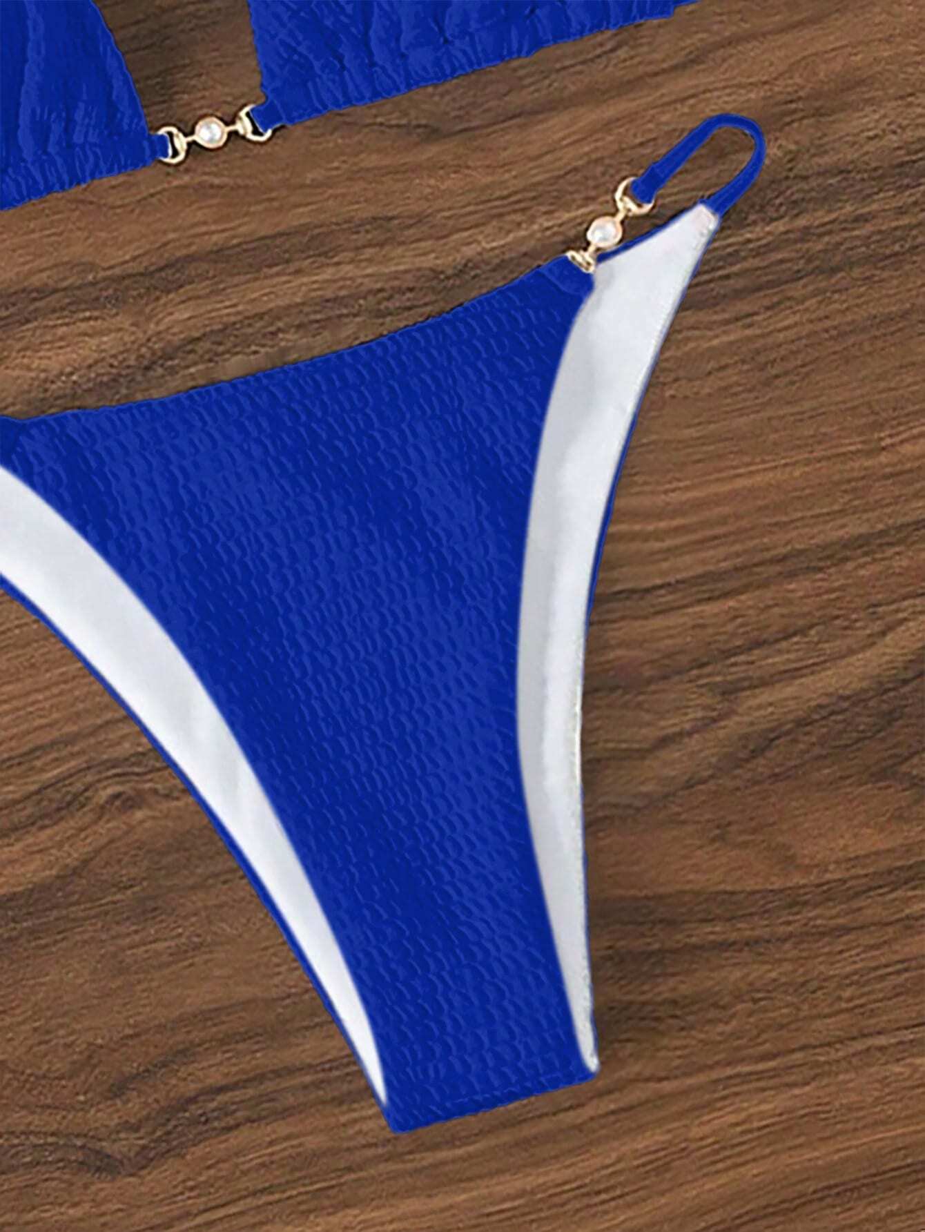 SHEIN Swim Conjunto de Bikini Sexy en unicolor para mujer con cuello halter para vacaciones