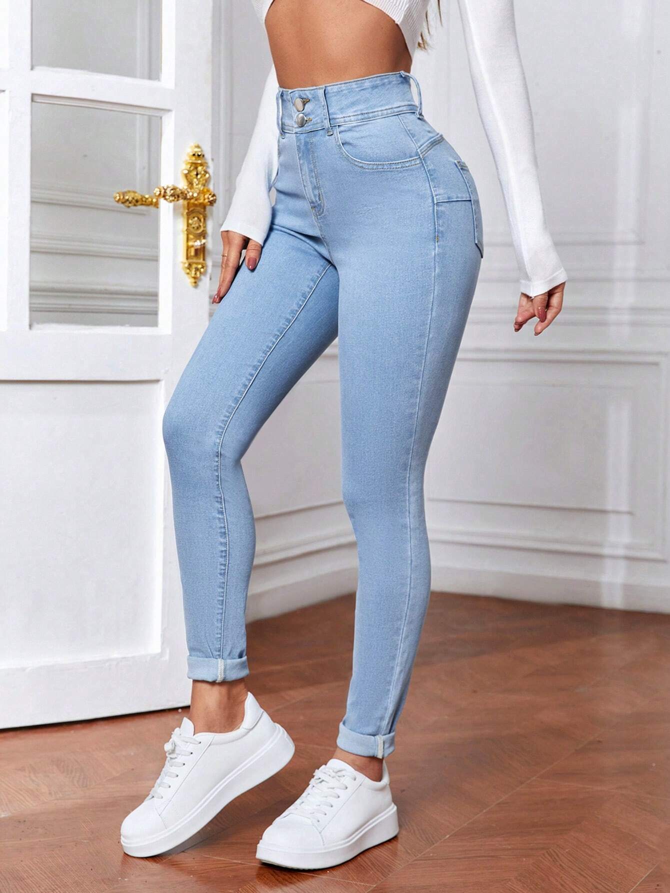 SHEIN Tall Vaqueros Informales De Mujer Ajustados