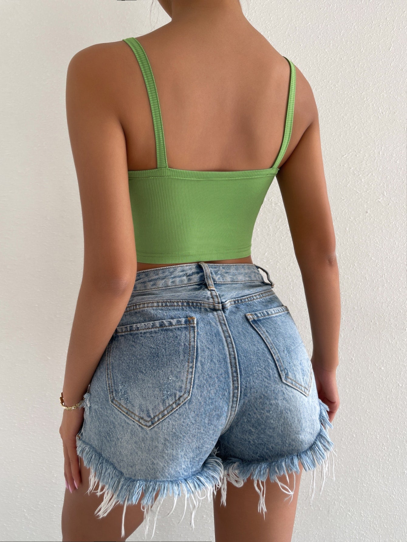 SHEIN Unity Top de tirantes corto con aro O fruncido