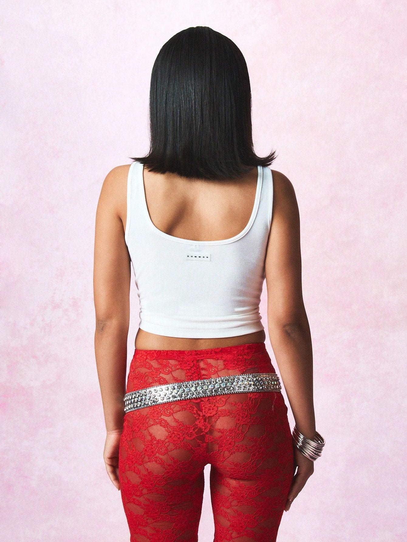 SUMWON WOMEN Top corto de punto con estampado de texto, de verano, informal, sin mangas, para gimnasio, entrenamiento, básico, fiesta, festival, baile