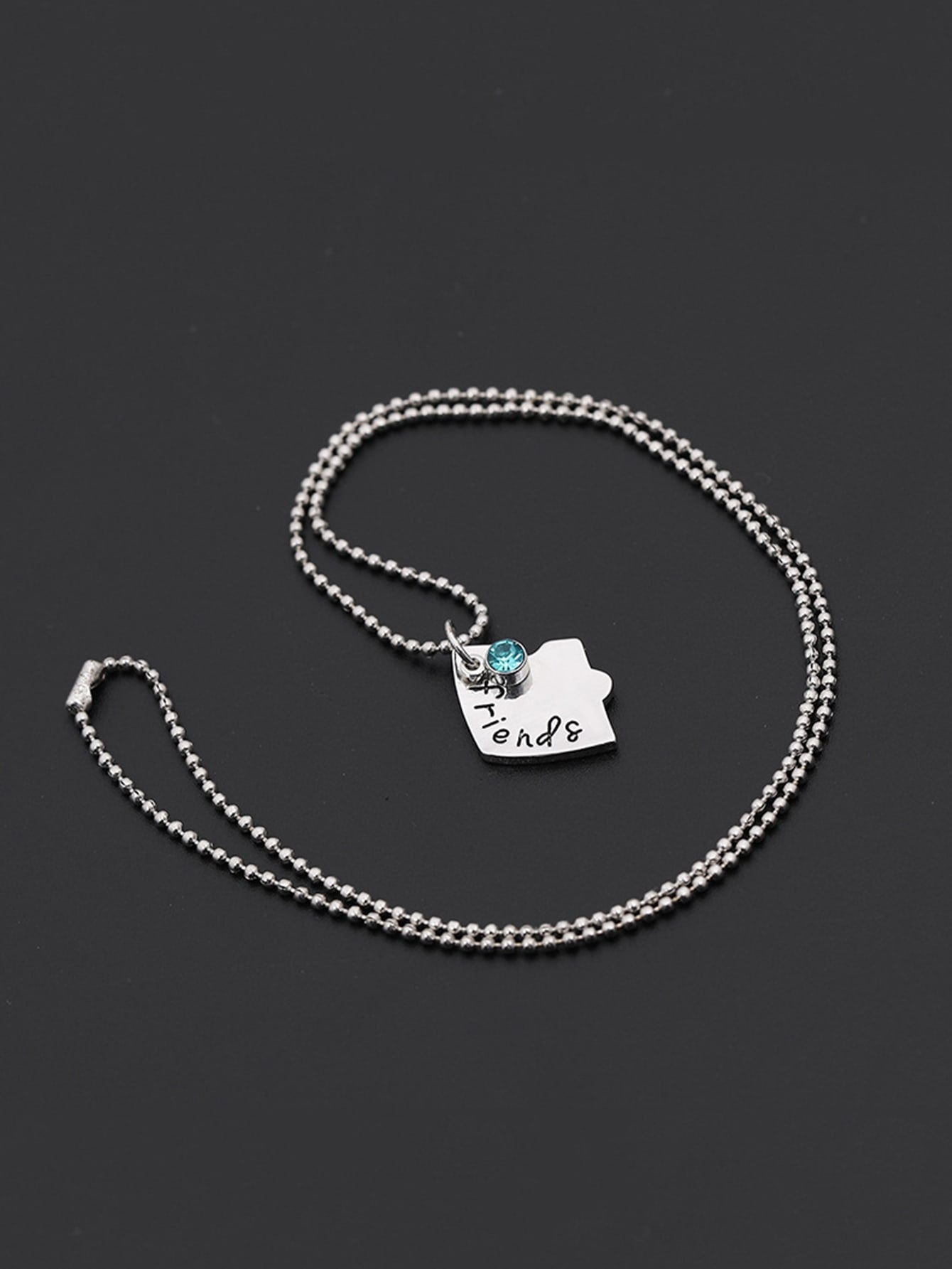 Set de 3 collares con colgante de corazón con detalles de letras y decoración de gemas, ideal para San Valentín, Mamá, Madre, Día de la Madre, regalo
