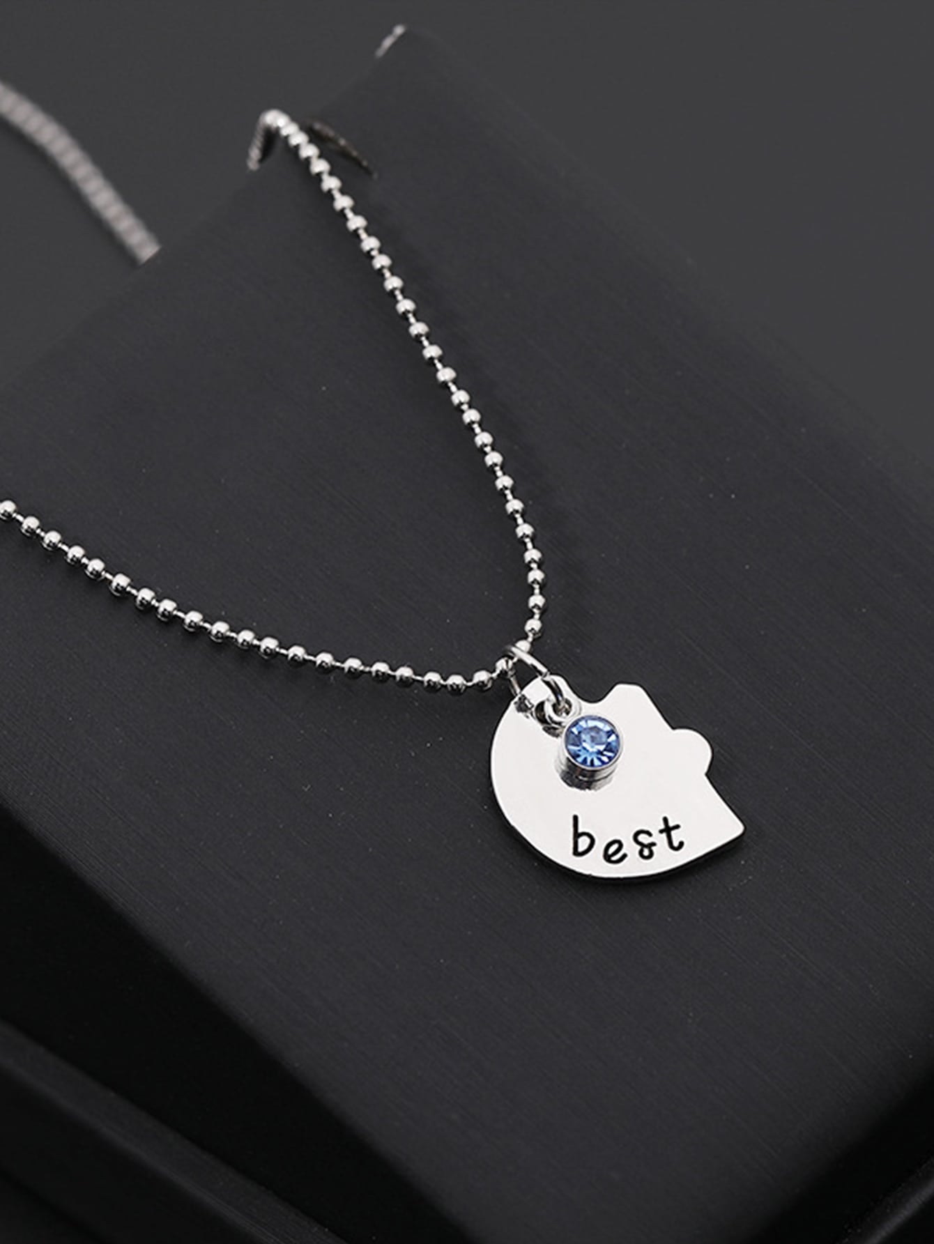 Set de 3 collares con colgante de corazón con detalles de letras y decoración de gemas, ideal para San Valentín, Mamá, Madre, Día de la Madre, regalo
