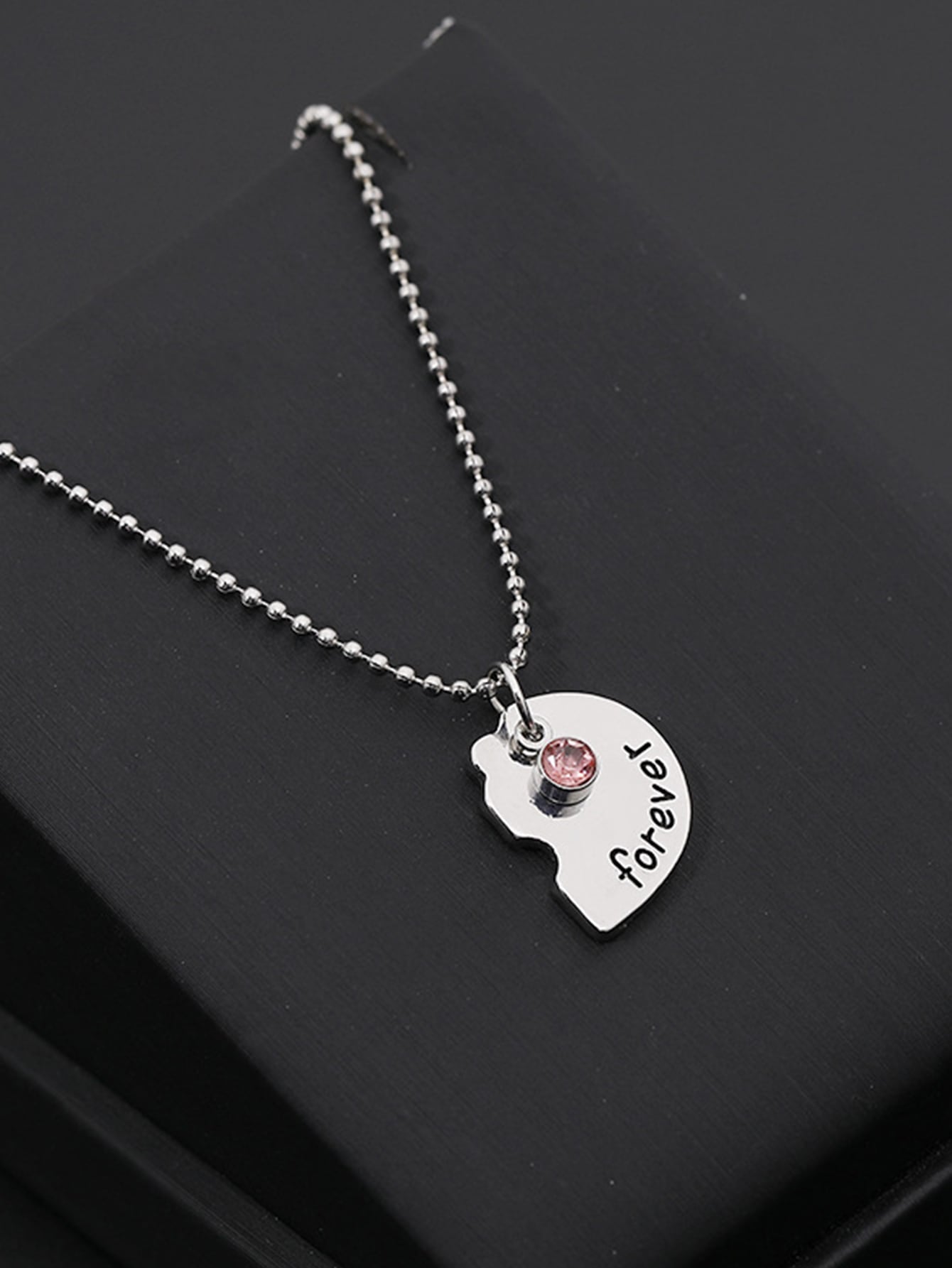 Set de 3 collares con colgante de corazón con detalles de letras y decoración de gemas, ideal para San Valentín, Mamá, Madre, Día de la Madre, regalo