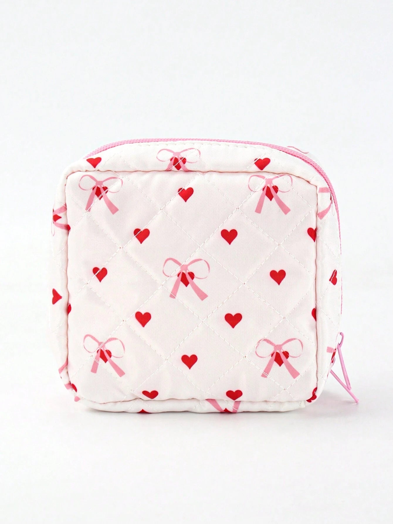 Skyy Designs Co Bolsa de maquillaje con diseño de corazón de artista y pajarita, bolsa de almacenamiento linda