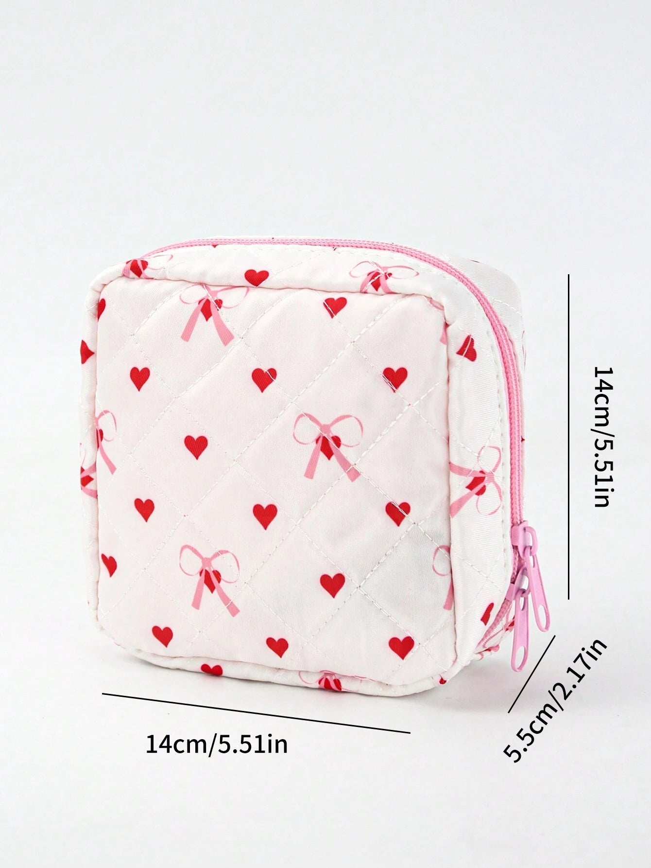 Skyy Designs Co Bolsa de maquillaje con diseño de corazón de artista y pajarita, bolsa de almacenamiento linda