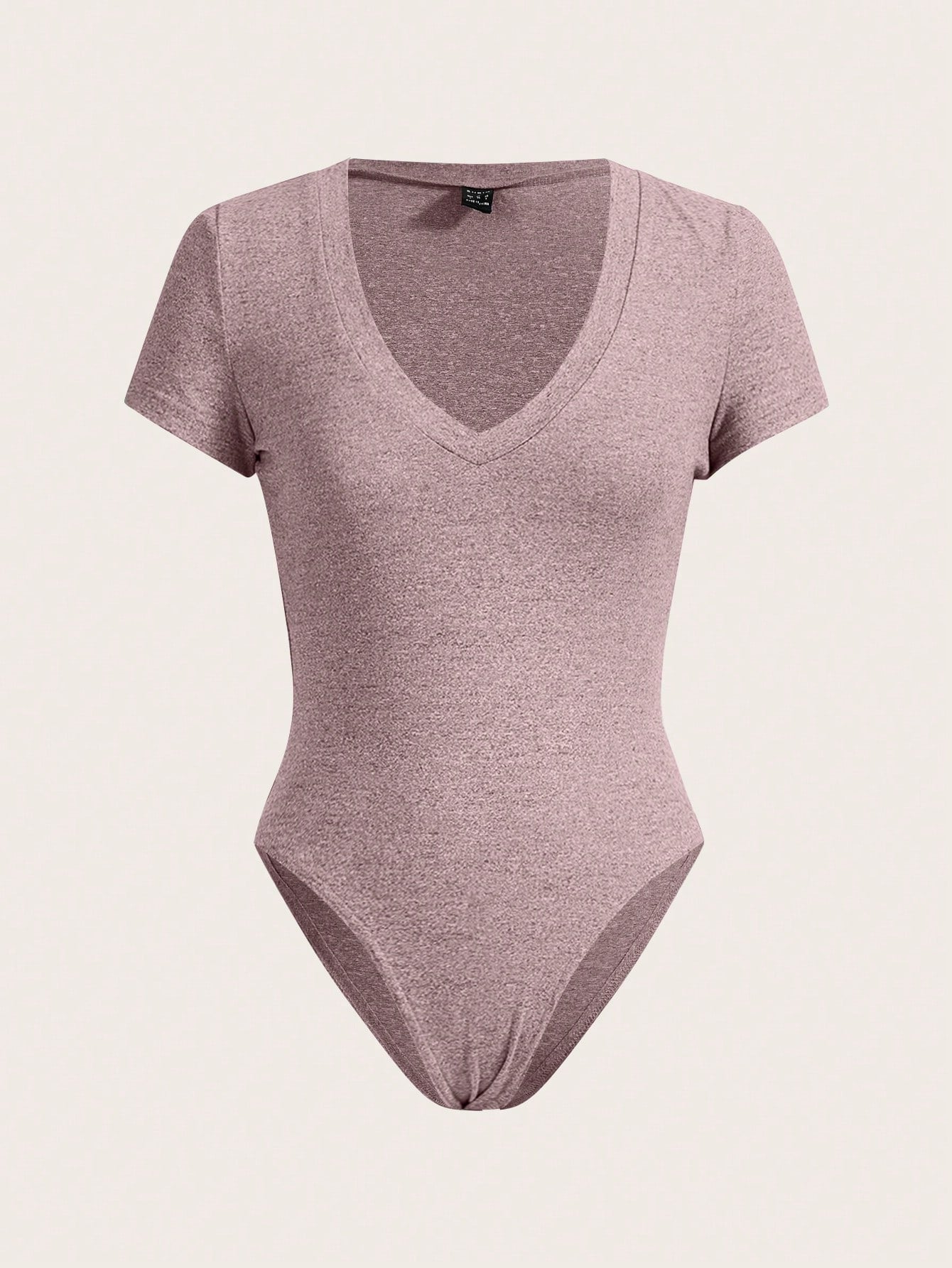 Slaydiva Body ajustado de manga corta con cuello en V profundo informal - Gris