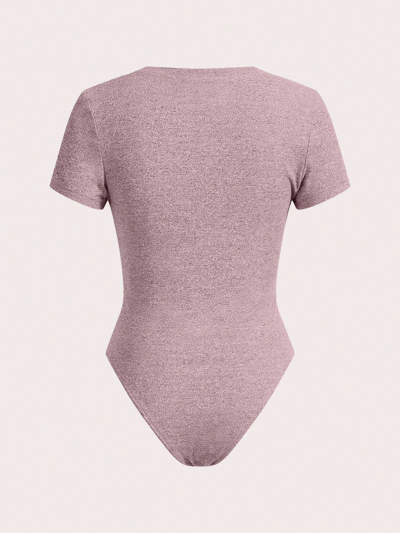 Slaydiva Body ajustado de manga corta con cuello en V profundo informal - Gris
