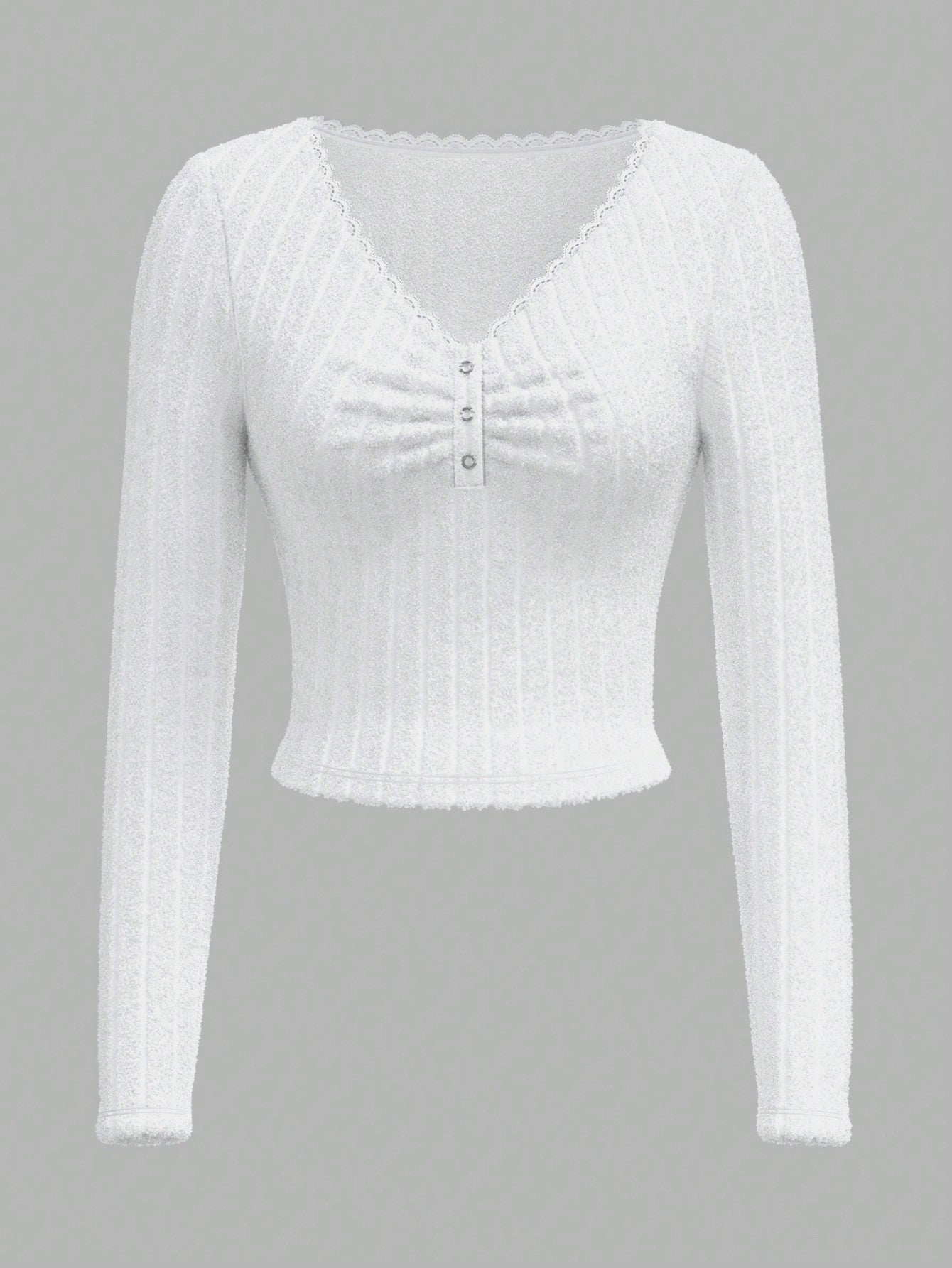 Sweetina Camiseta casual de mujer de manga larga con media cremallera y acanalada, de unicolor, para otoño