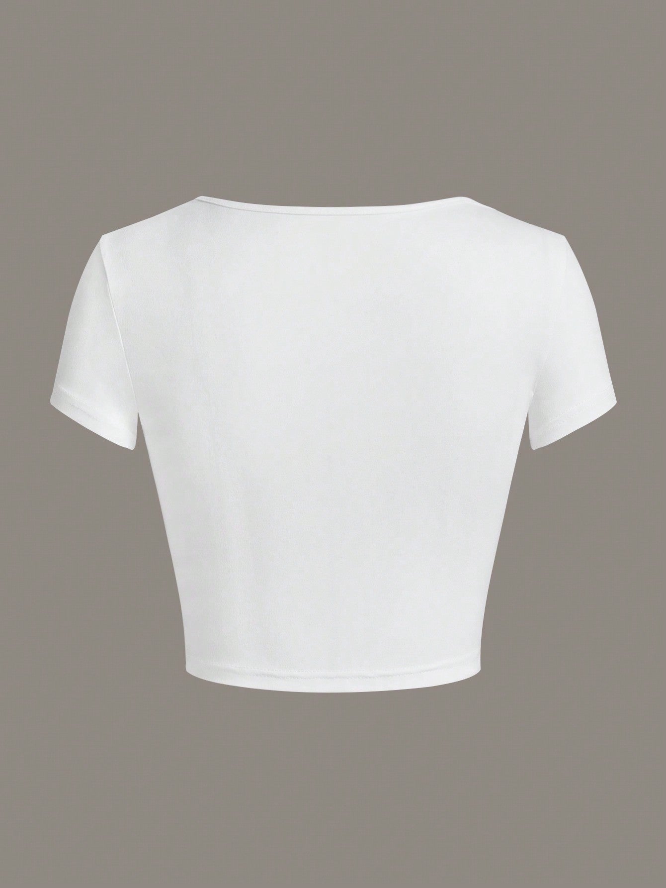 Sweetina Camiseta de manga corta ajustada blanca con detalle de fruncido alrededor del cuello, atuendos de verano casuales con estilo Y2K