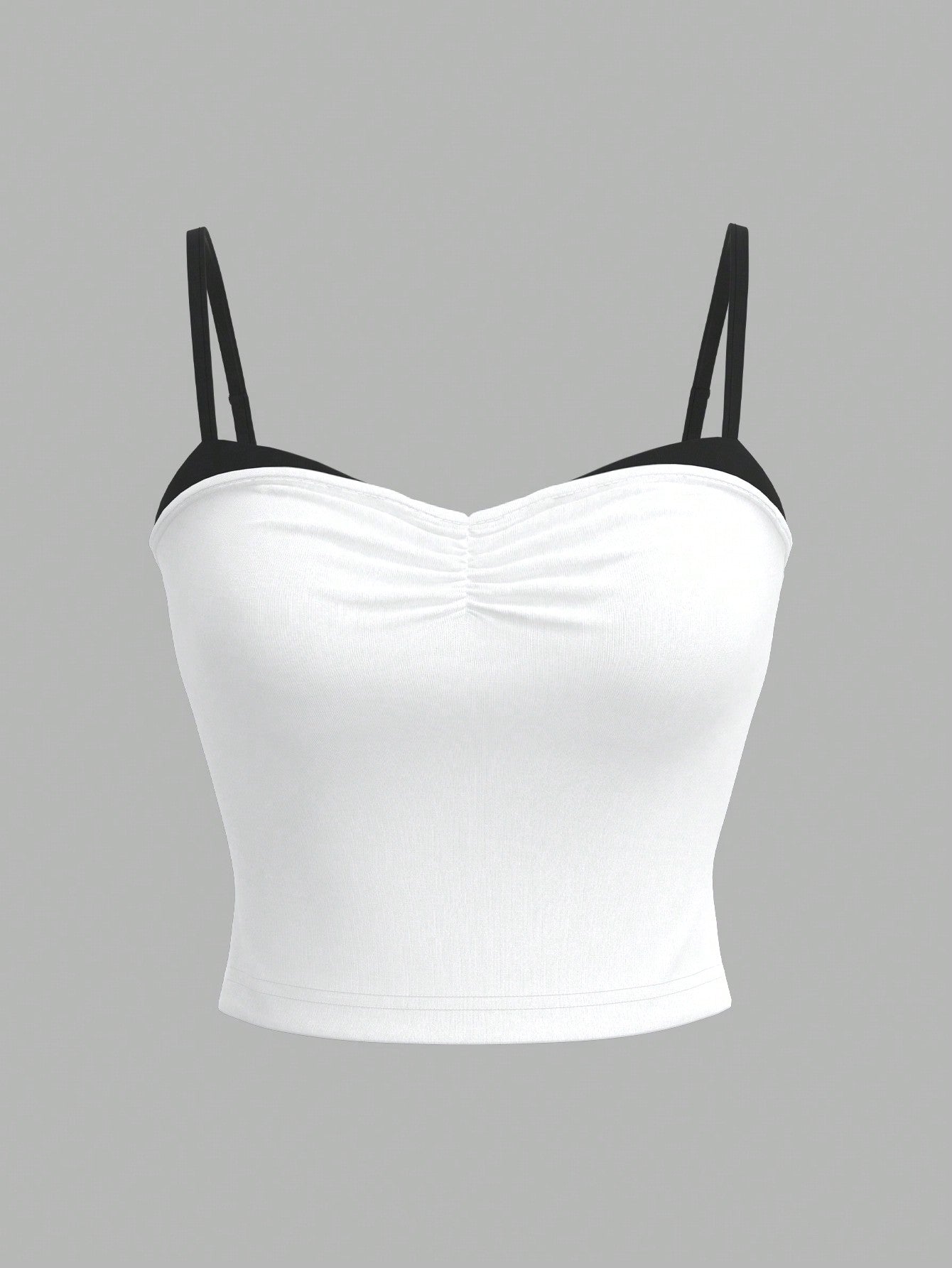 Sweetina Camisola de verano para mujer con pliegues y parches entrelazados de ajuste delgado