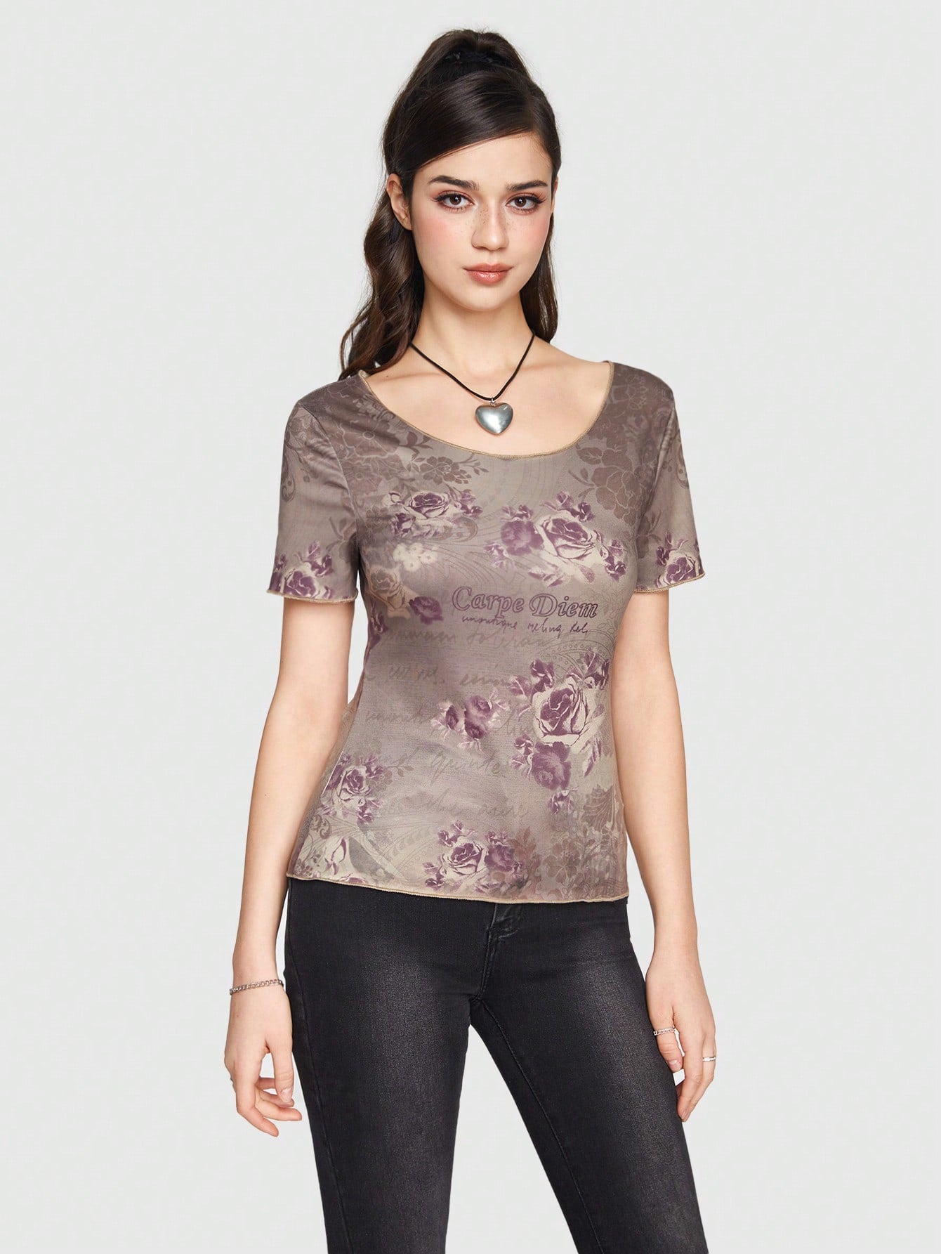 Sweetness Camiseta De Flores Vintage Para Mujer Ajustada