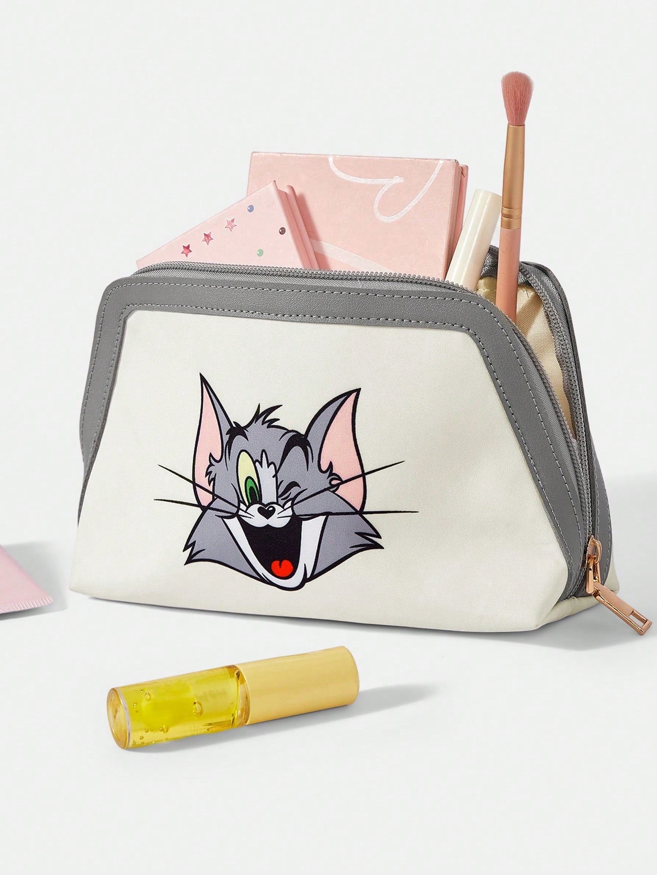TOM & JERRY X SHEIN Bolso de mano con estampado de gato en bloques de color para mujer