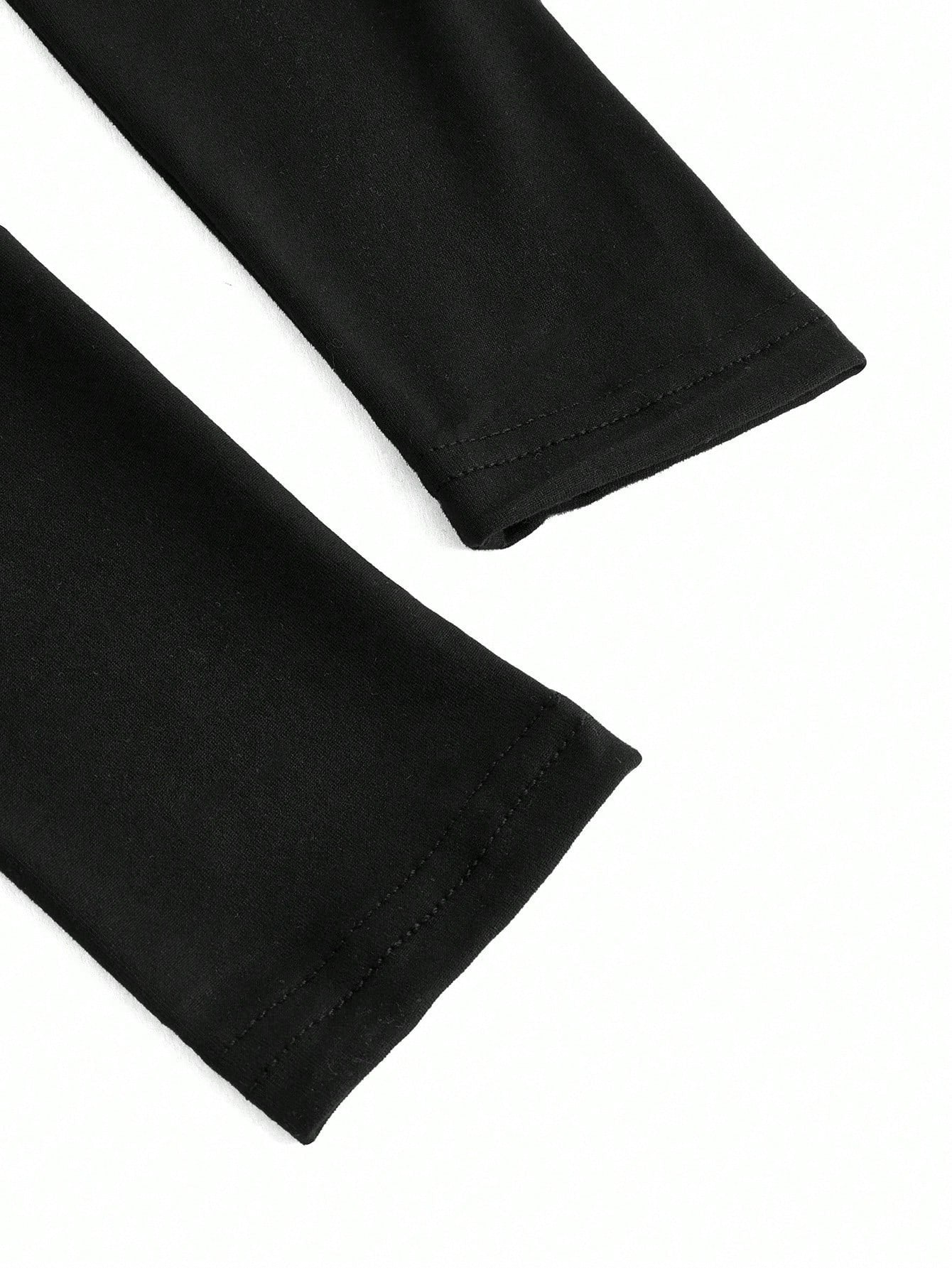 TOM & JERRY X SHEIN Camiseta de manga larga de ajuste ceñido con estampado de letras y dibujos animados para mujer, de estilo casual