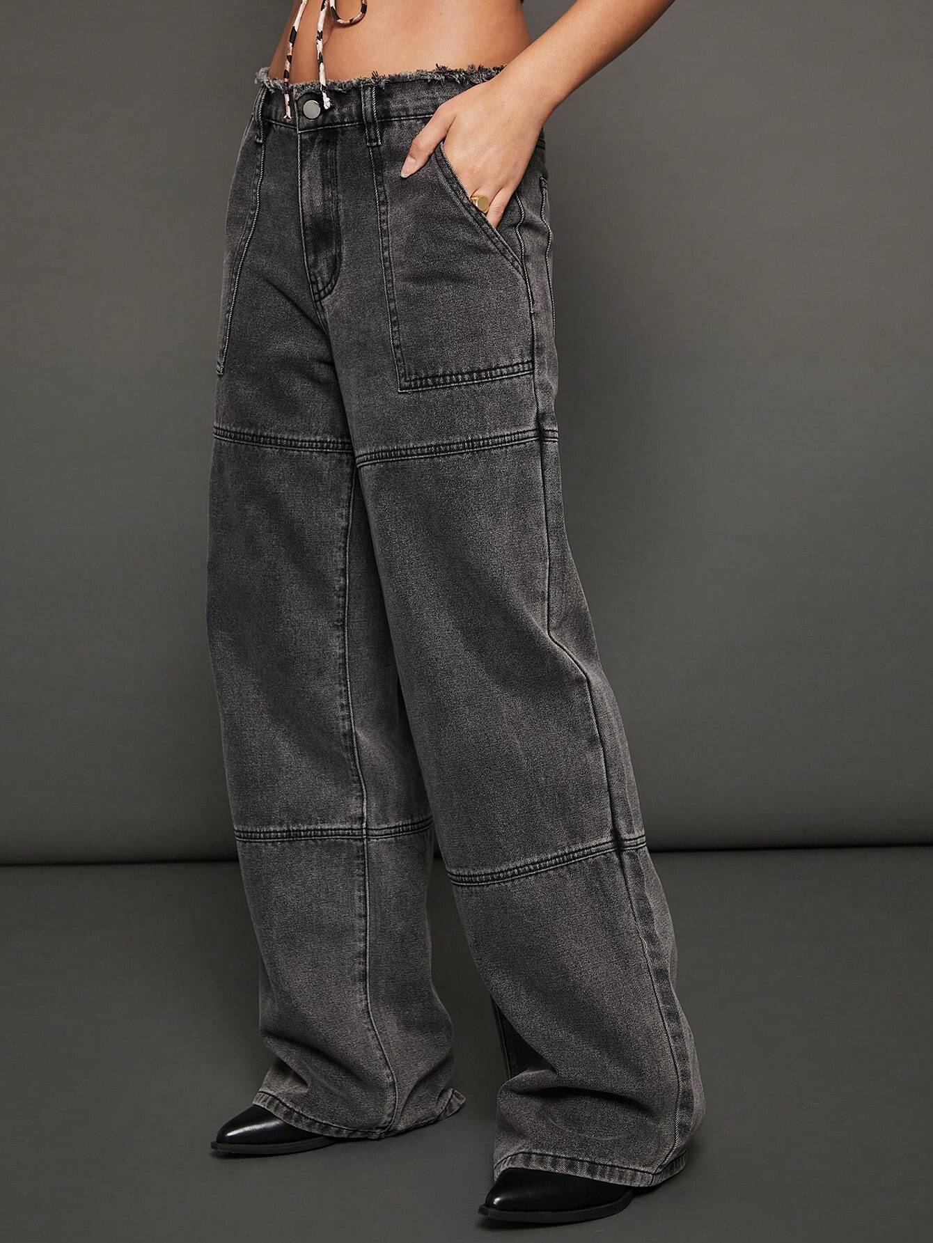 WESTFADE Jeans de verano de pierna ancha y utilidad de primera calidad sin estiramiento