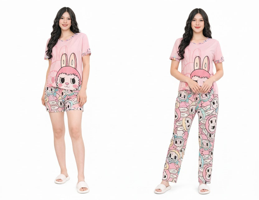 Set Pijama Sweet Bunny – Polo + Pantalón + Short
