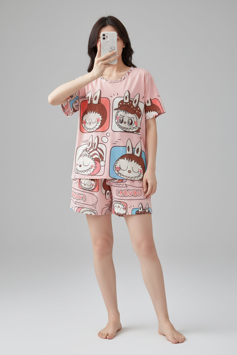 Set Pijama Bunny Pop Pink – Polo + Short + Pantalón