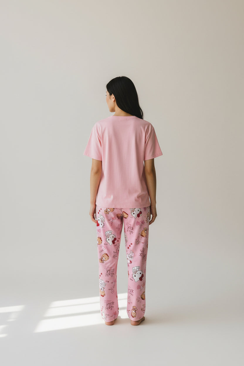 Set Pijama Rosado Polo + Short + Pantalón