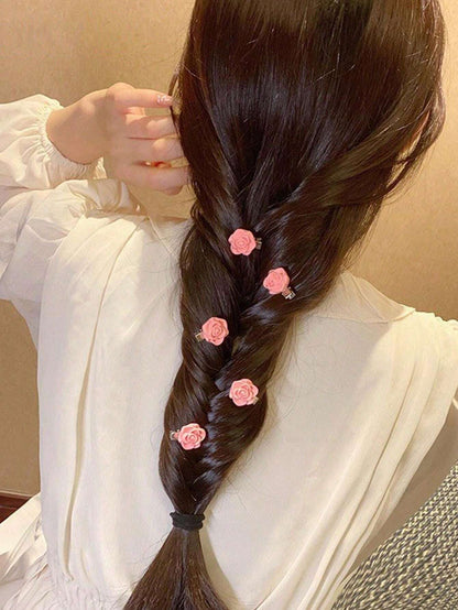 10 Piezas de clips de cabello de rosa rosa para mujeres, pasadores de cabello pequeños con flores para niñas, elegantes horquillas y pinzas de pelo para bodas, accesorios para el cabello