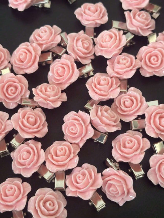 10 Piezas de clips de cabello de rosa rosa para mujeres, pasadores de cabello pequeños con flores para niñas, elegantes horquillas y pinzas de pelo para bodas, accesorios para el cabello